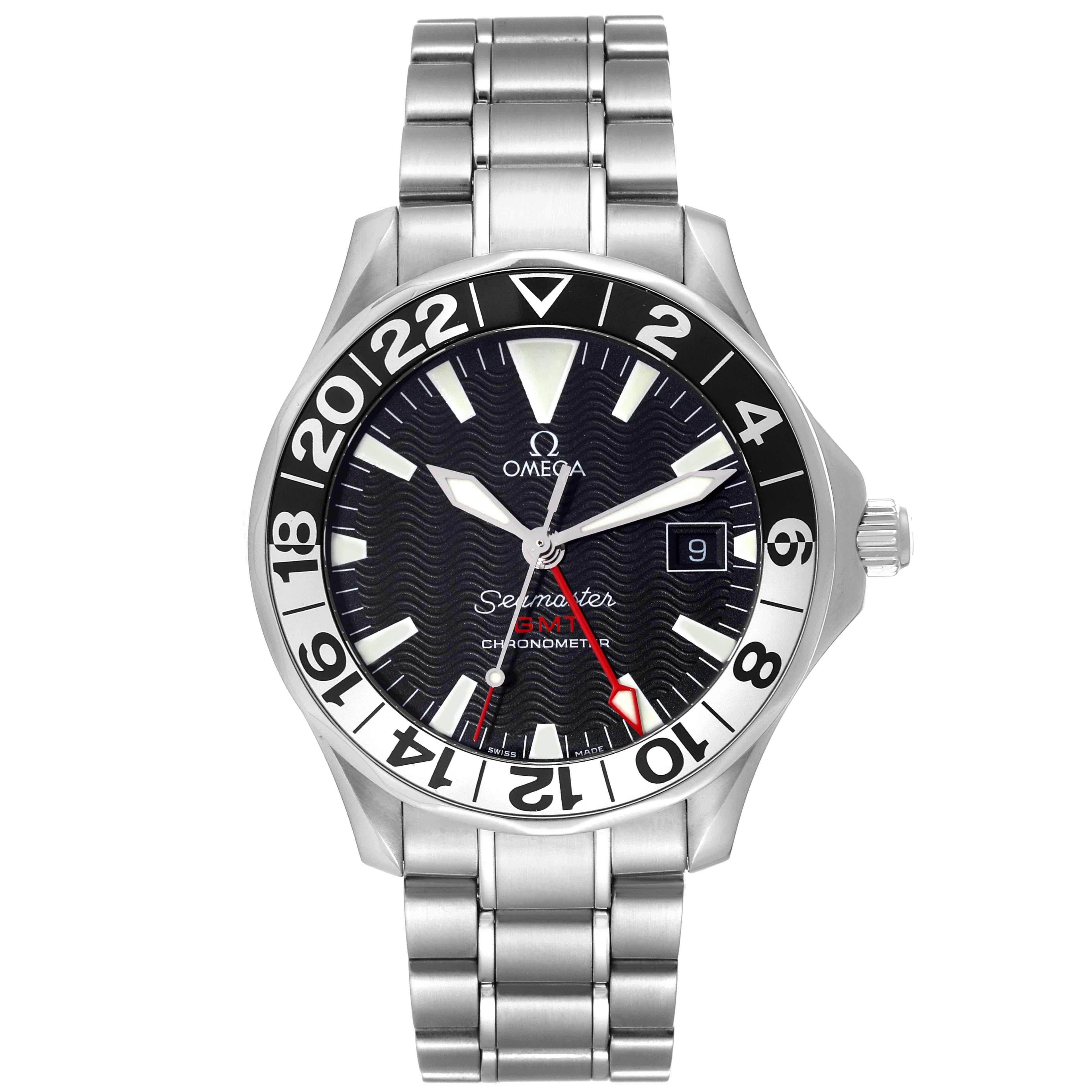 Omega Seamaster GMT Gerry Lopez Limited Edition Steel Mens Watch 2536.50.00 Card In Excellent Condition In Atlanta, GA