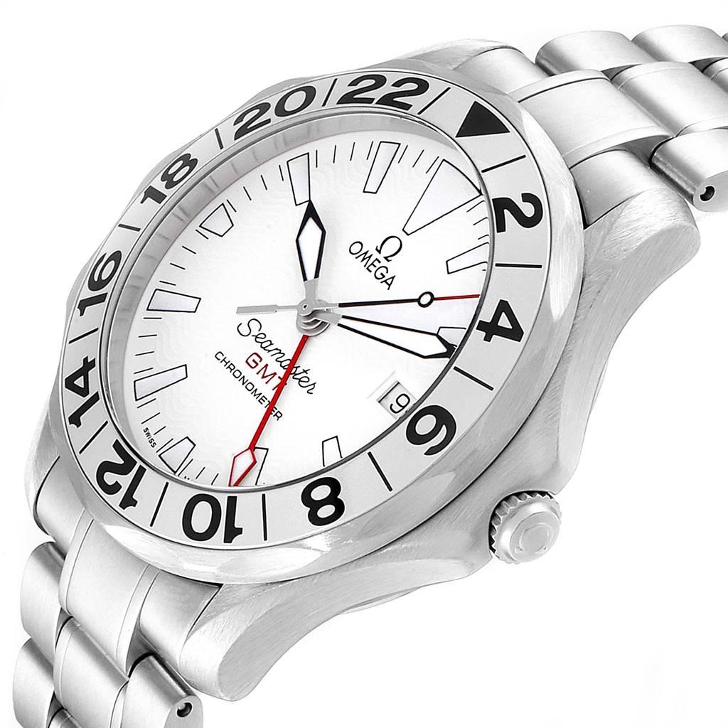 Omega Seamaster GMT Great White Steel Men's Watch 2538.20.00 Box Card For  Sale at 1stDibs