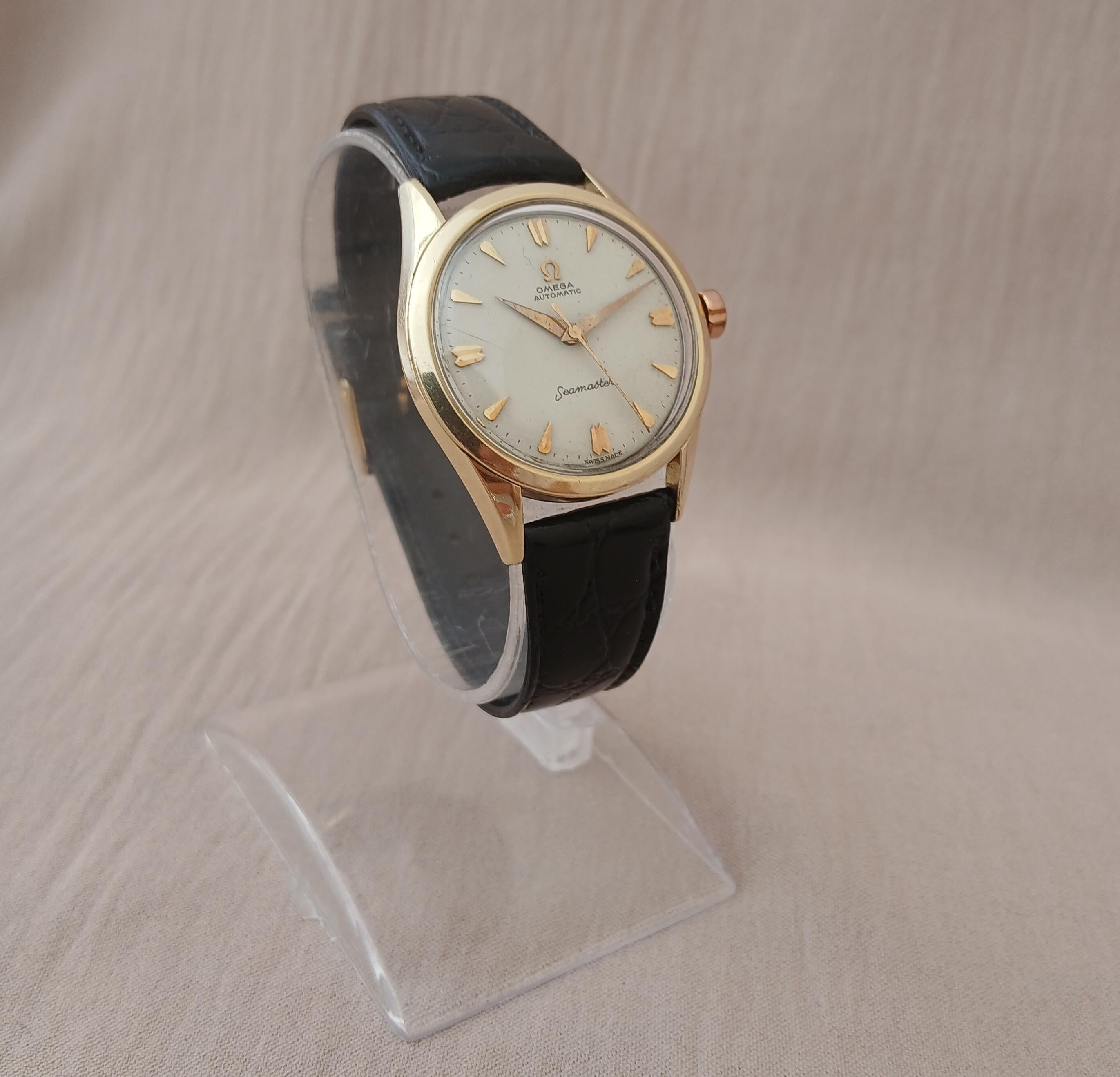  Descripción
Marca: Omega

Model No: Seamaster

Número de referencia: 2802-11 SC

País de fabricación: Suiza

Movimiento: Automático cal. 471

Material de la caja: Oro de 18 quilates recubierto y acero

Medidas : Anchura de la caja: 33 mm. (sin