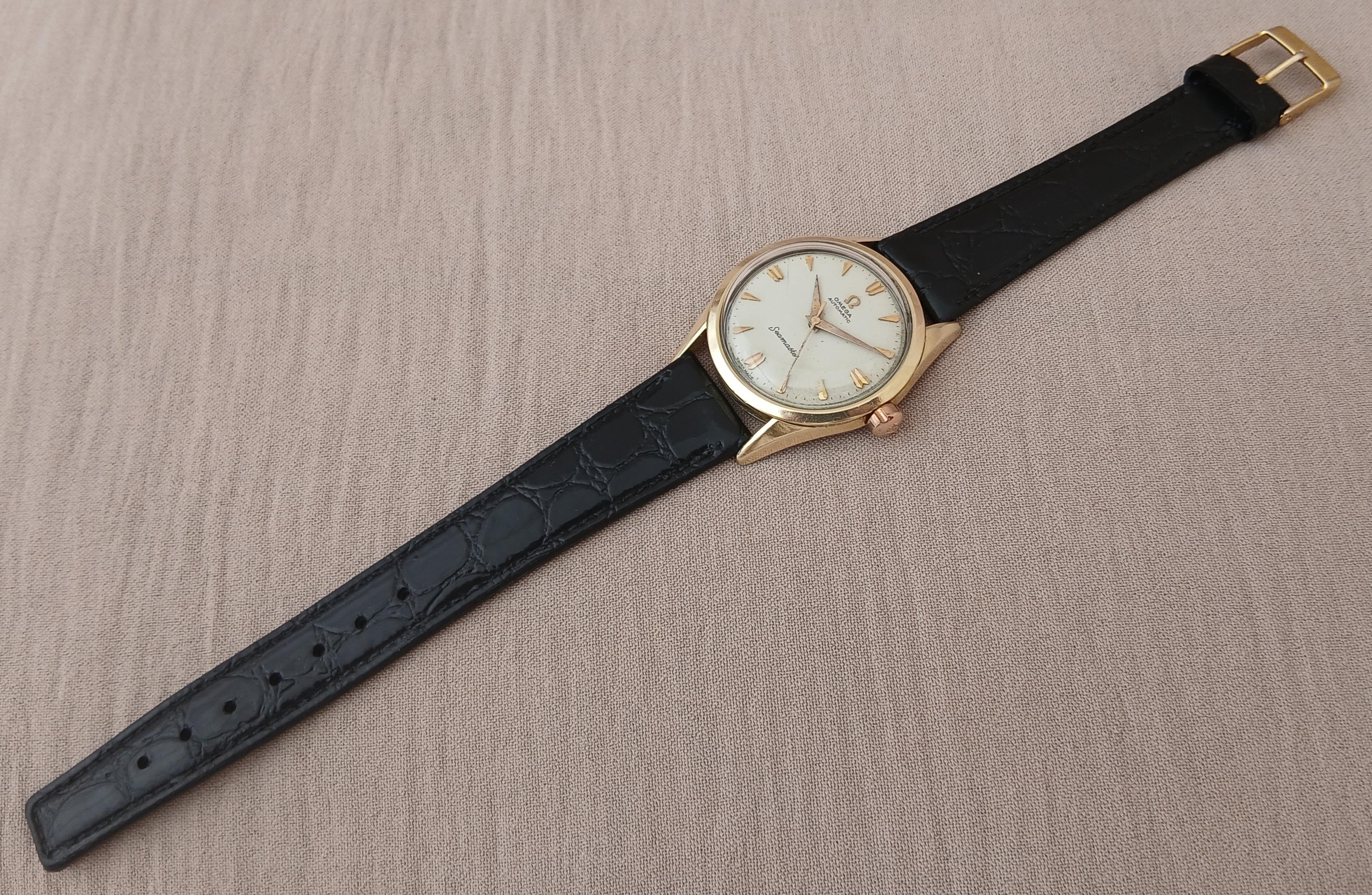 Omega Seamaster Gold Capped 2802-11 SC Shark Tooth Automatic cal. 471 vintage M en venta 4