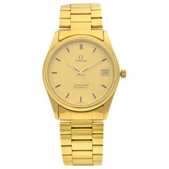Omega Seamaster Gold Tone Steel Gold Dial Automatic Herrenuhr 1660277