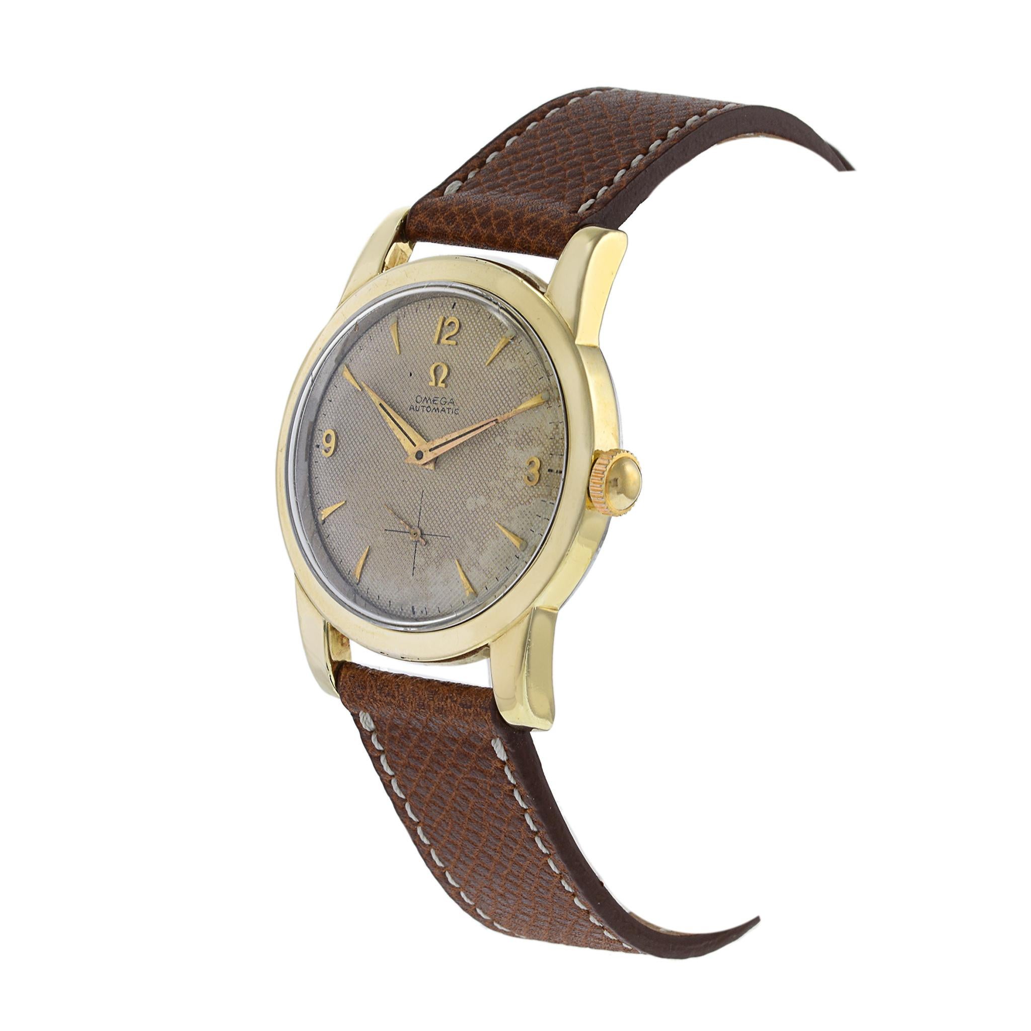Retro Omega Seamaster Honeycomb Dial Solid Gold Bezel Gold Top Lugs For Sale