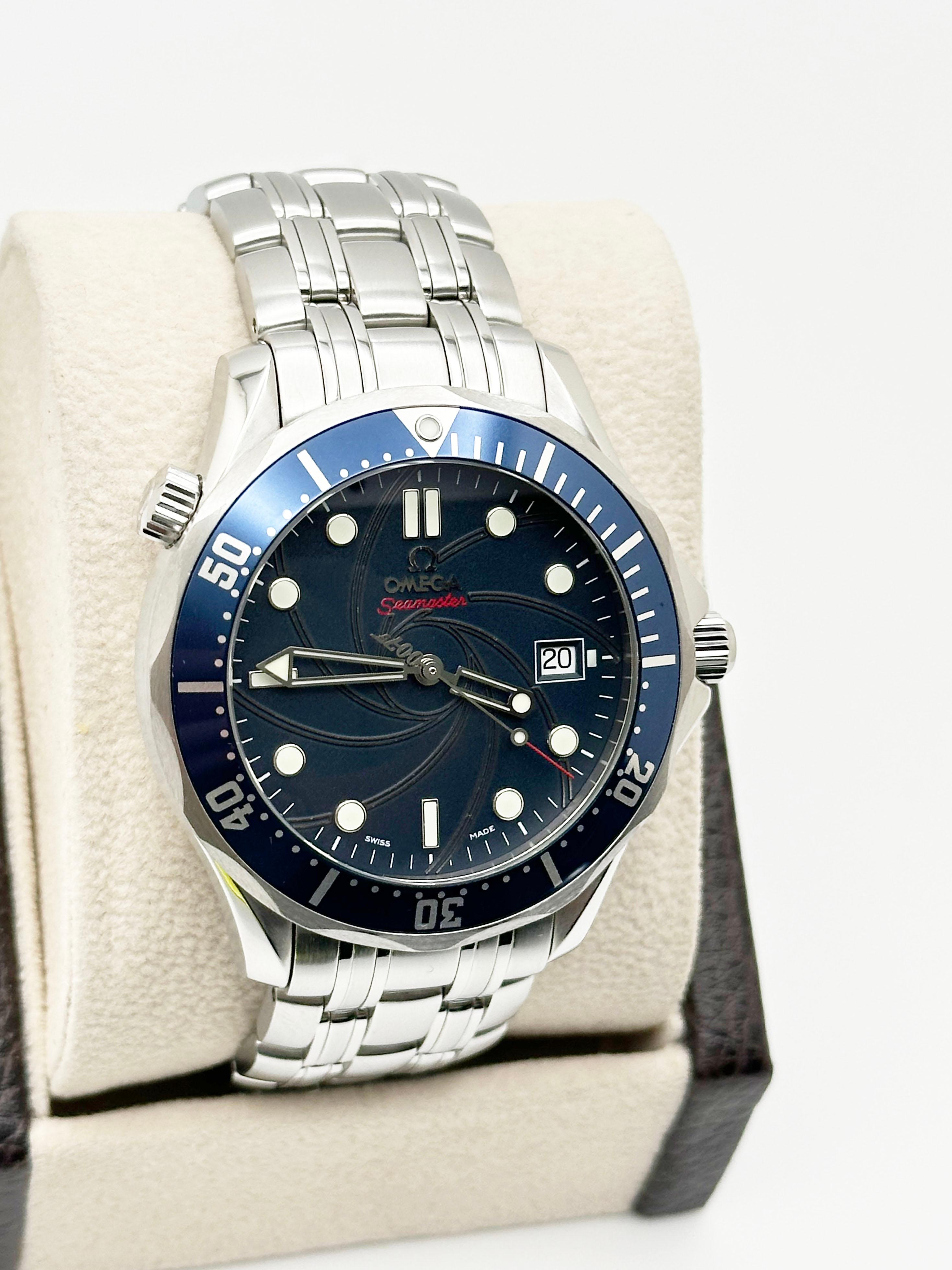 Style Number: 2226.80.00

 

Model: Omega Seamaster 

 

Case Material: Stainless Steel 

 

Band:  Stainless Steel 

 

Bezel: Blue 

 

Dial: Blue 

 

Face: Sapphire Crystal 

 

Case Size: 41mm 

 

Includes: 

-Elegant Watch Box 

-Certified