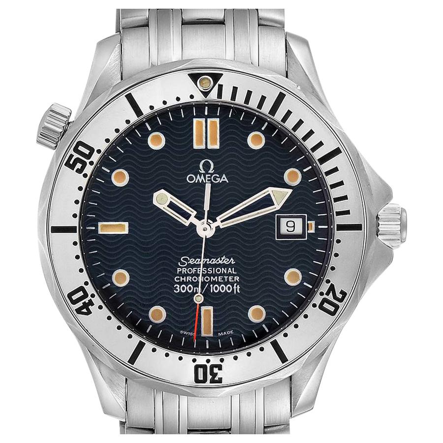 Omega Seamaster James Bond Blue Dial Steel Watch 2532.80.00 Card For Sale