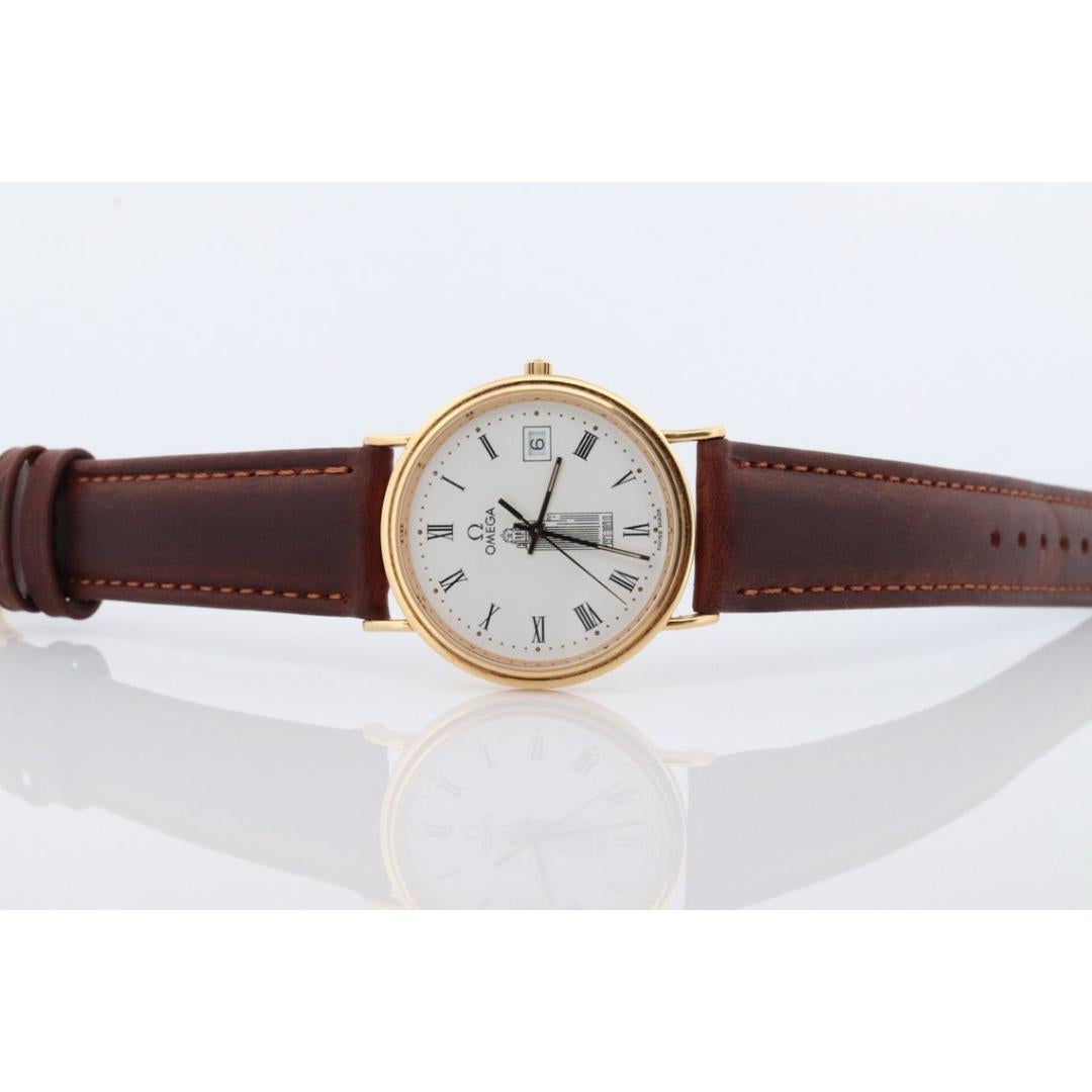 OMEGA Seamaster Jubiläum. 18k Gelbgold Omega-Quarz Chicago Tower Zifferblatt. Herren 5