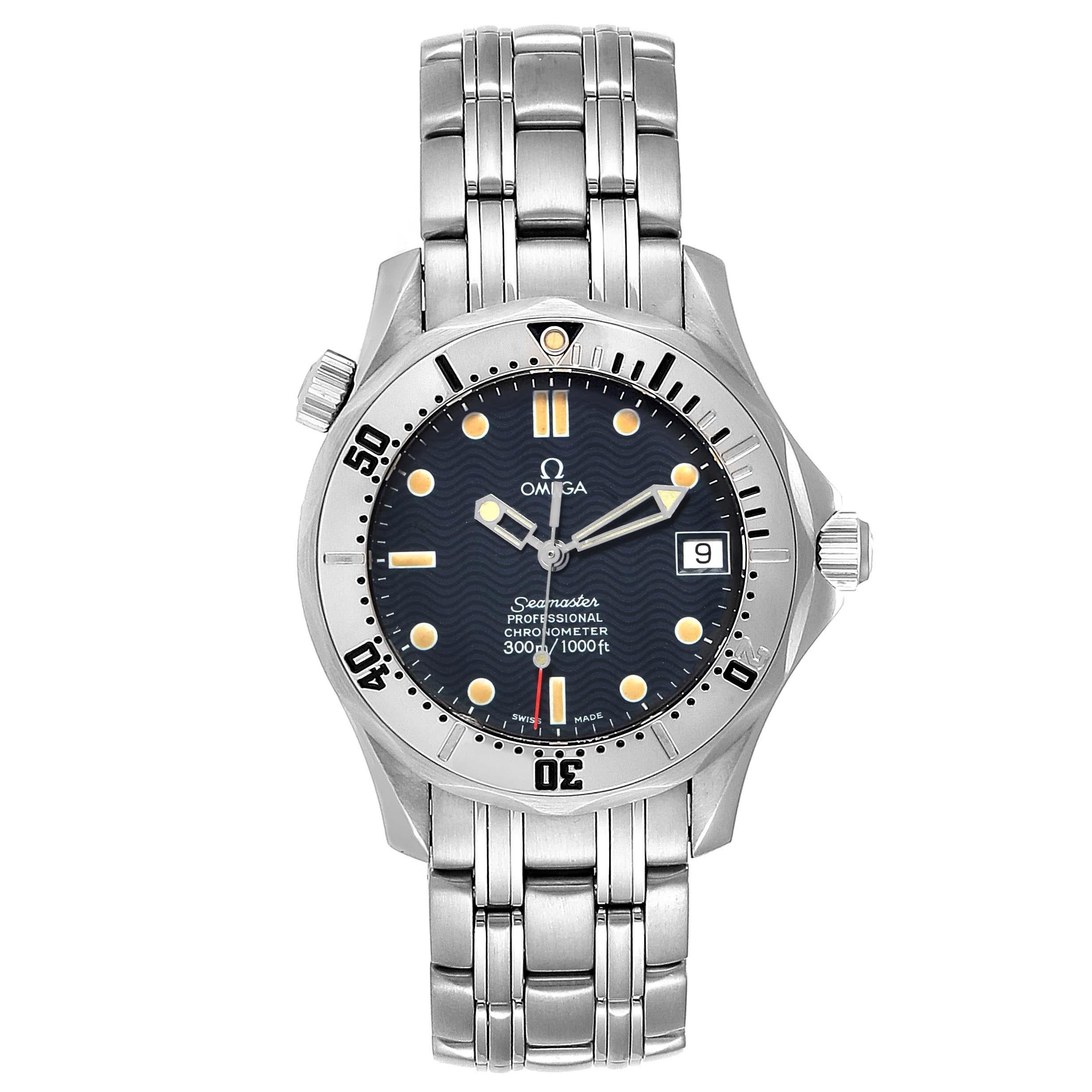 Omega Seamaster Midsize 36 Blue Dial Automatic Steel Watch 2552.80.00. Automatic self-winding movement. Stainless steel case 36.25 mm in diameter. Omega logo on a crown. Stainless steel unidirectional rottating bezel. Scratch resistant sapphire