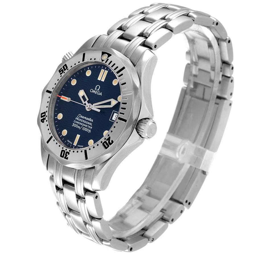 Omega Seamaster Midsize 36 Blue Dial Steel Mens Watch 2552.80.00 Card In Excellent Condition In Atlanta, GA