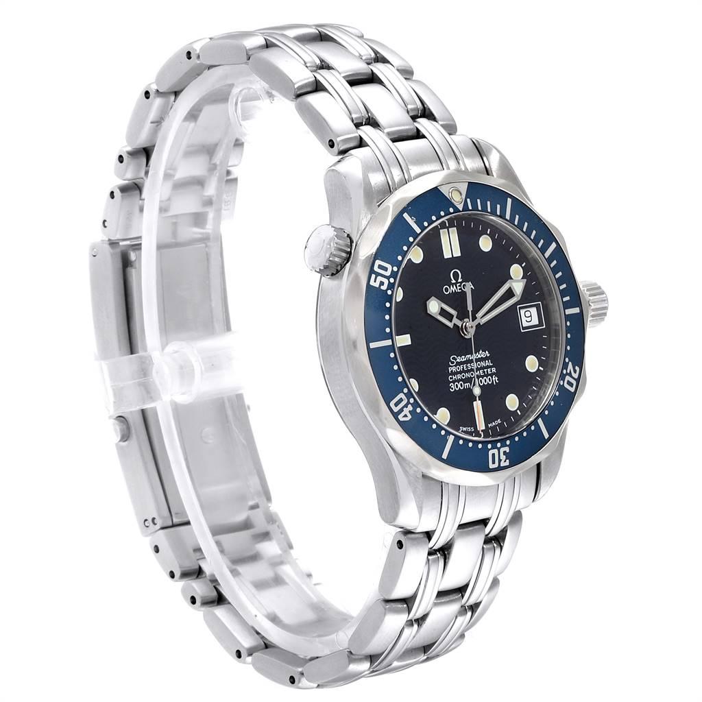 Omega Seamaster Midsize 36mm Blue Wave Dial Steel Watch 2551.80.00. Automatic self-winding movement. Stainless steel blue bezel. Scratch resistant sapphire crystal. Blue wave decor dial with luminous skeleton hands and hour markers. Date window at 3