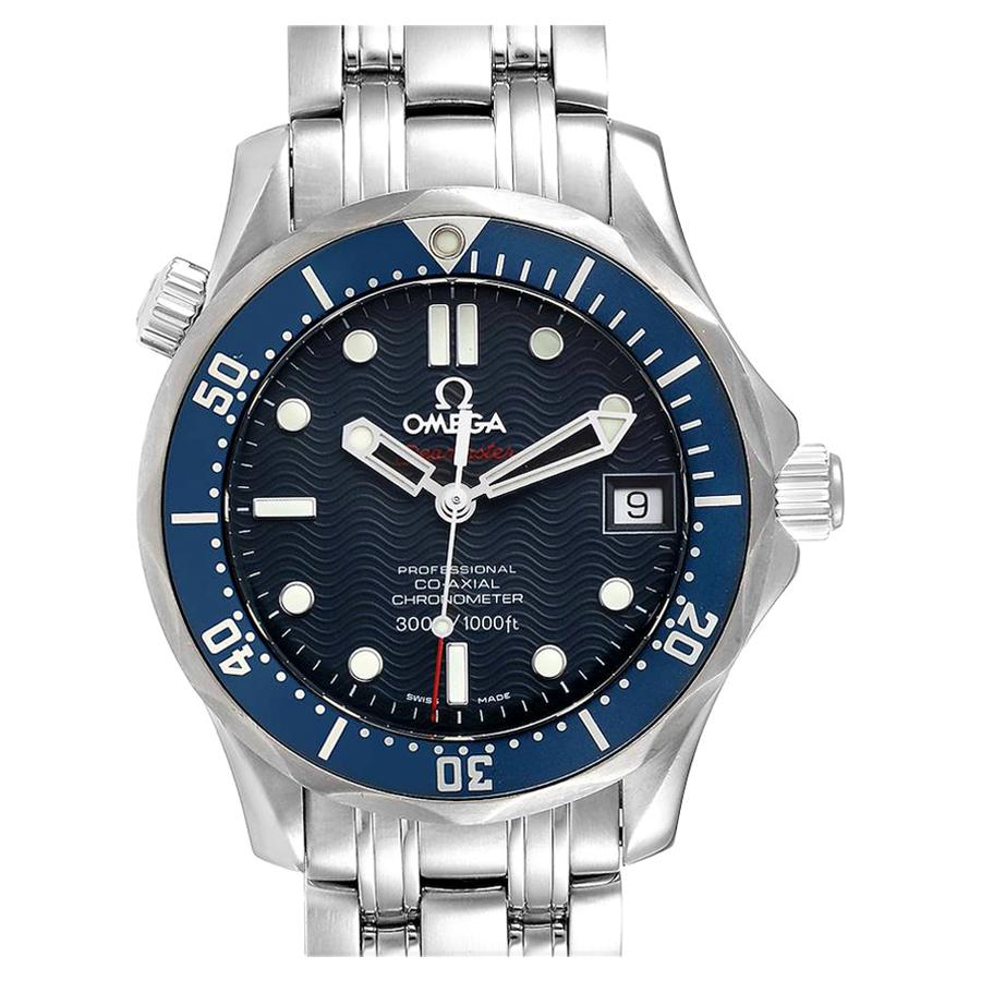 Omega Seamaster Midsize Co-Axial Blue Dial Watch 2222.80.00 Box Card For Sale