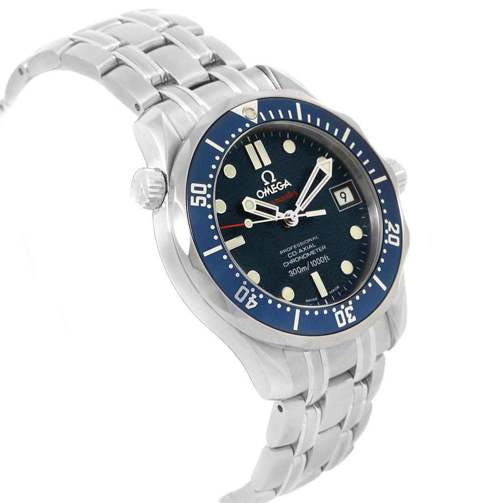 Omega Seamaster Midsize Co-Axial Blue Wave Dial Watch 2222.80.00 In Excellent Condition For Sale In Atlanta, GA