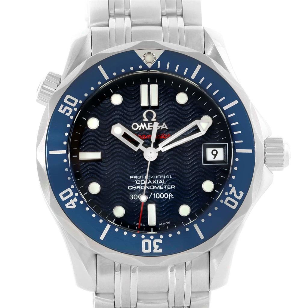 Men's Omega Seamaster Midsize Co-Axial Blue Wave Dial Watch 2222.80.00 For Sale