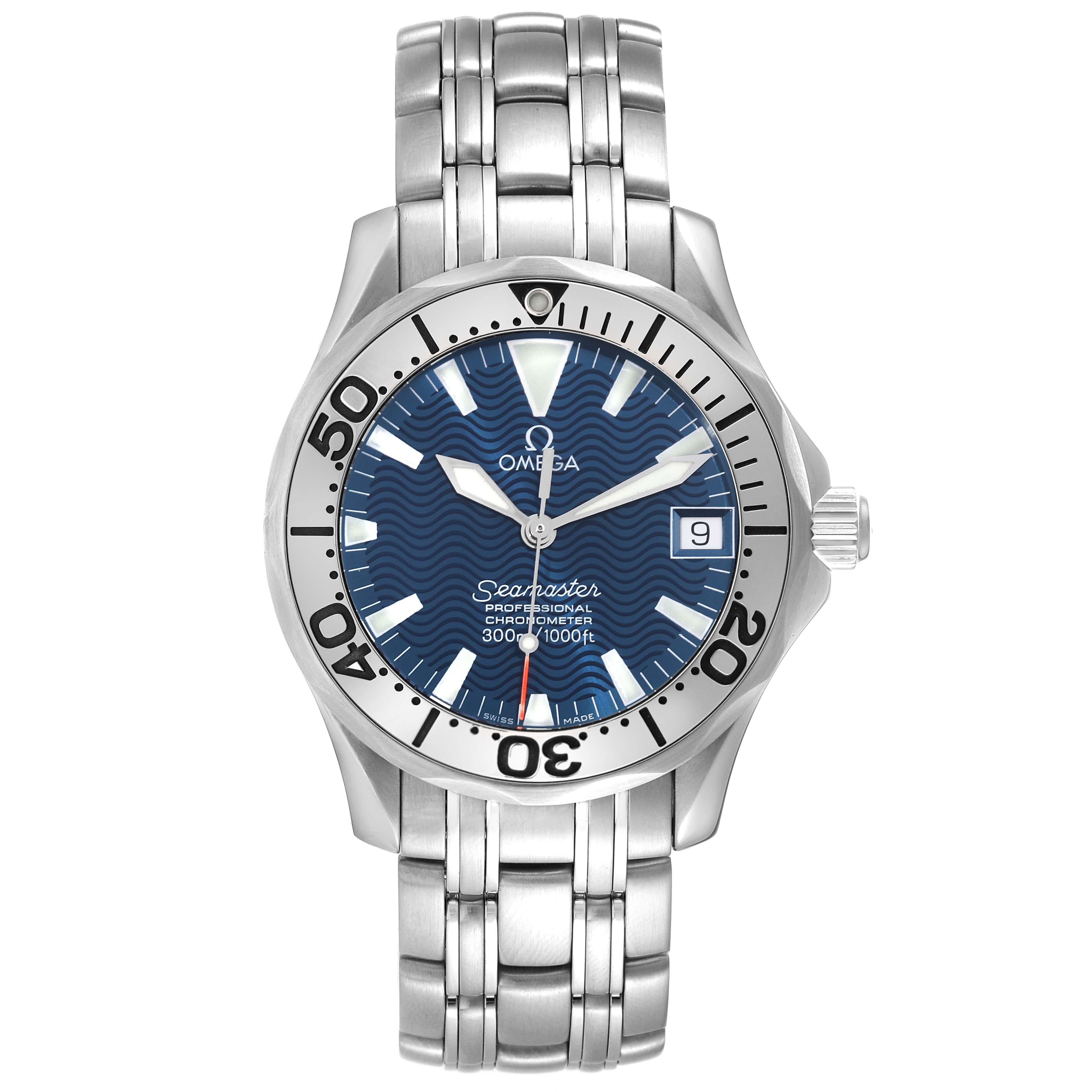Men's Omega Seamaster Midsize Electric Blue Dial Steel Mens Watch 2554.80.00