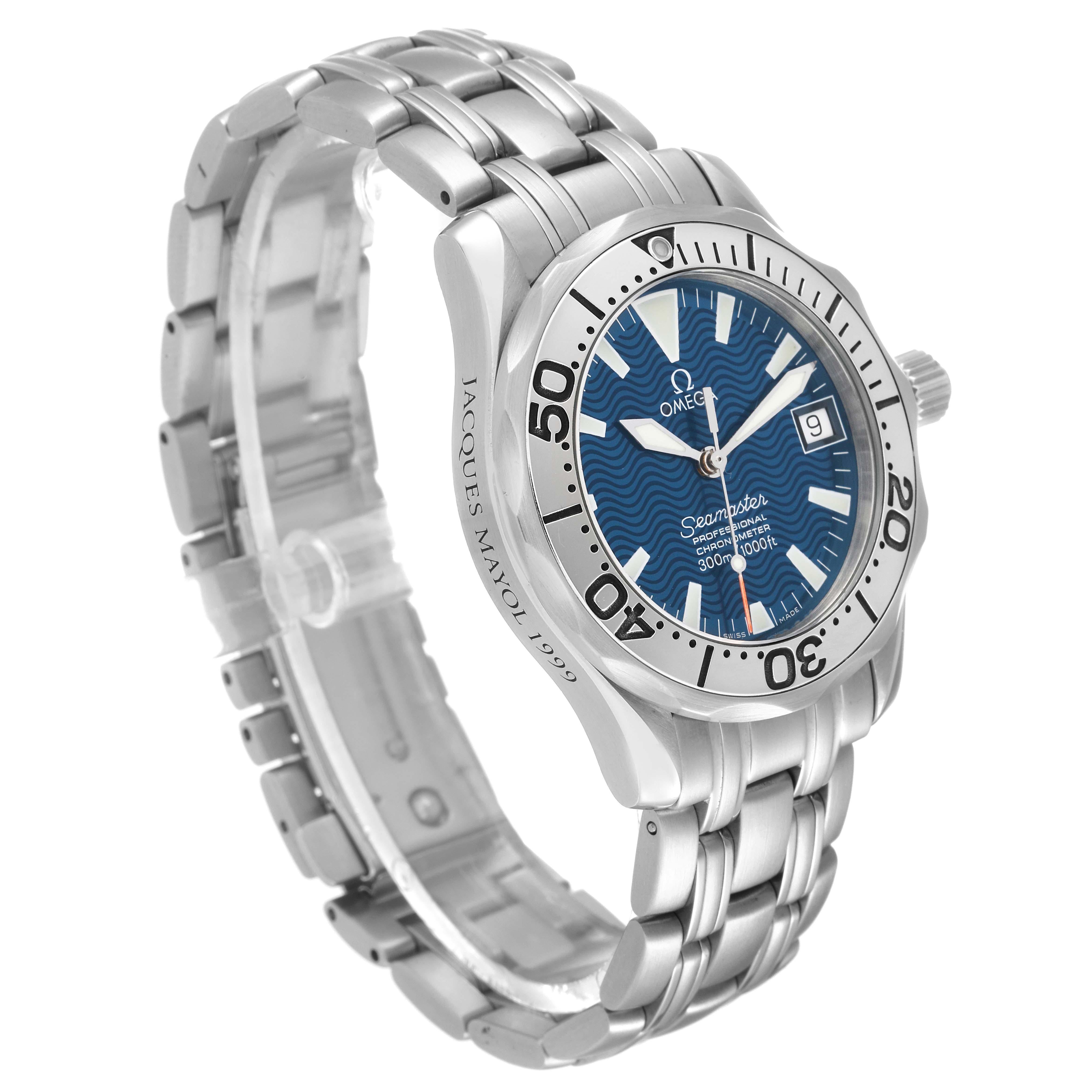 Omega Seamaster Midsize Stahl Electric Blue Dial Herrenuhr 2554.80.00 im Zustand „Hervorragend“ in Atlanta, GA