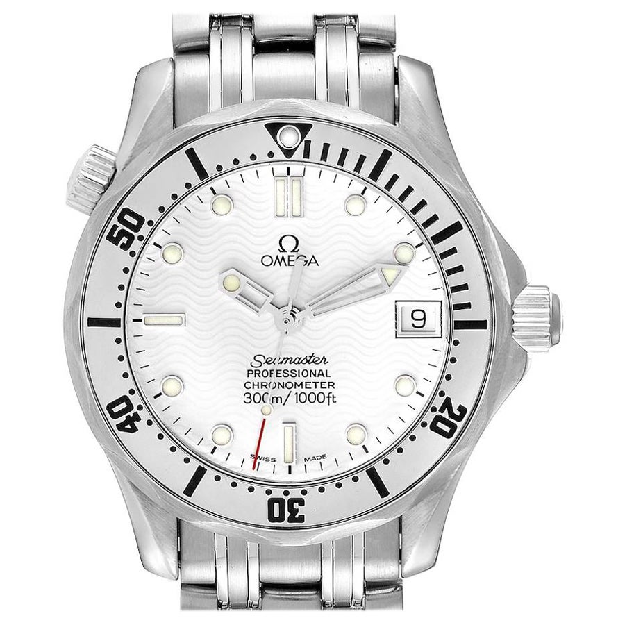 Omega Seamaster Midsize Stahl Weißes Zifferblatt Uhr 2552.20.00 Karte im Angebot