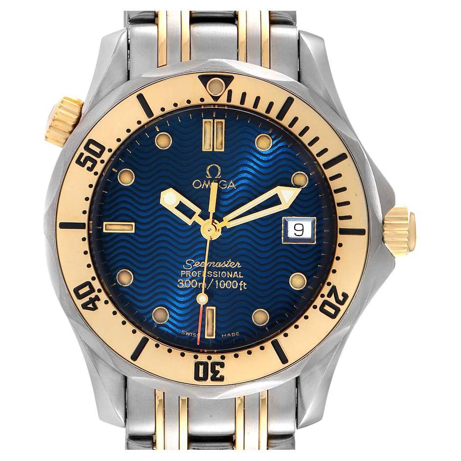 Omega Seamaster Midsize Steel Yellow Gold Blue Dial Mens Watch 2362.80.00