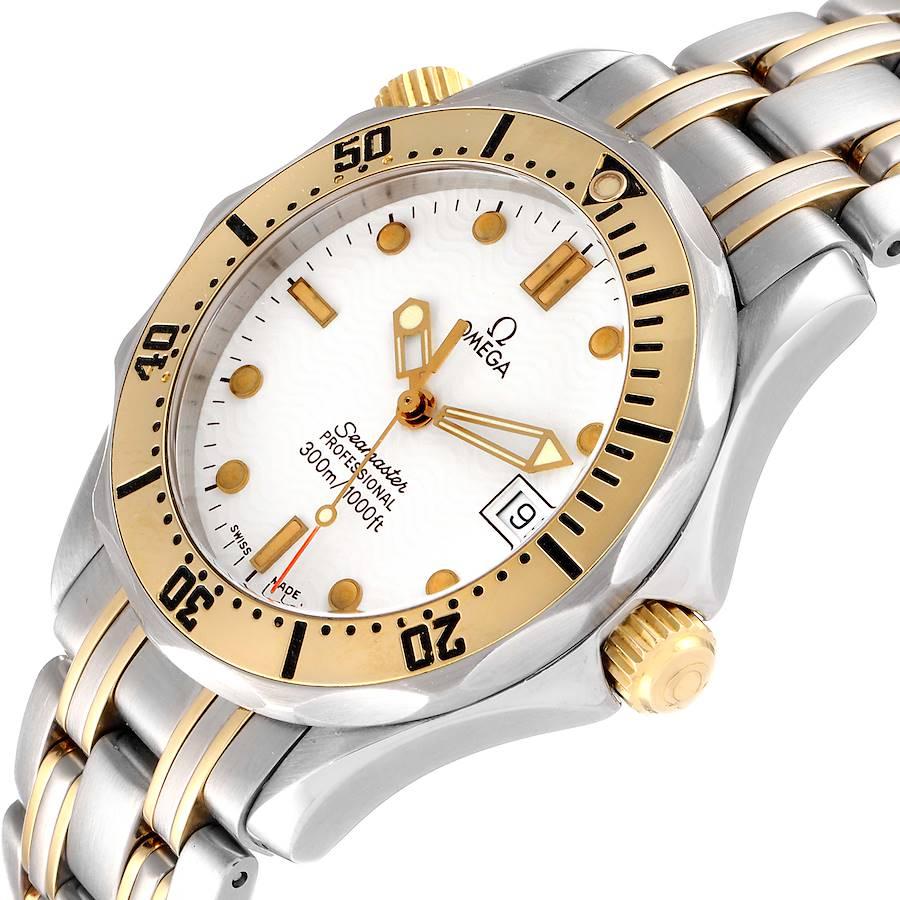 Omega Seamaster Midsize Stahl Gelbgold weißes Zifferblatt Uhr 2342.20.00 im Zustand „Hervorragend“ im Angebot in Atlanta, GA