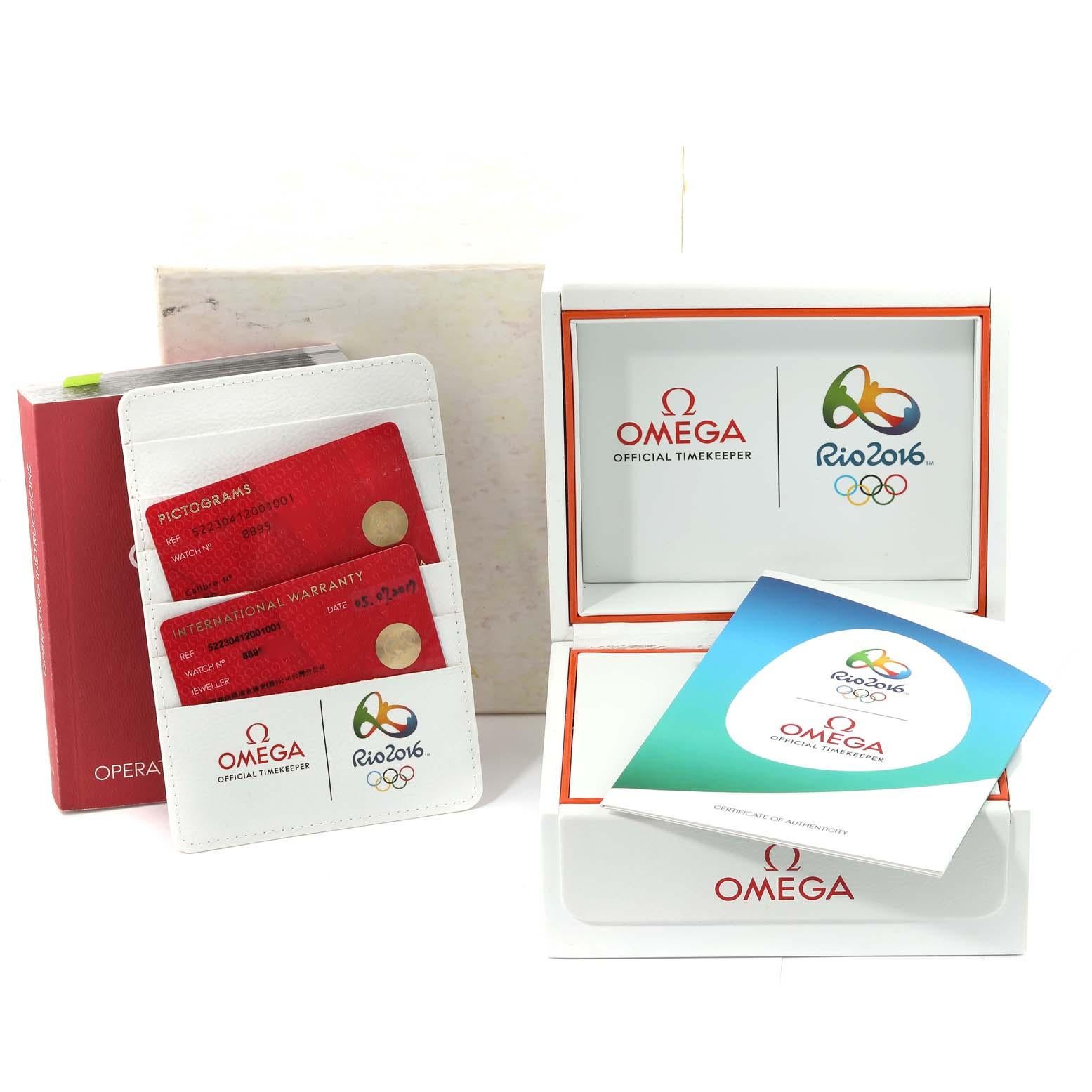 Omega Seamaster Olympic Rio 2016 Limited Edition Steel Mens Watch Box Card For Sale 3