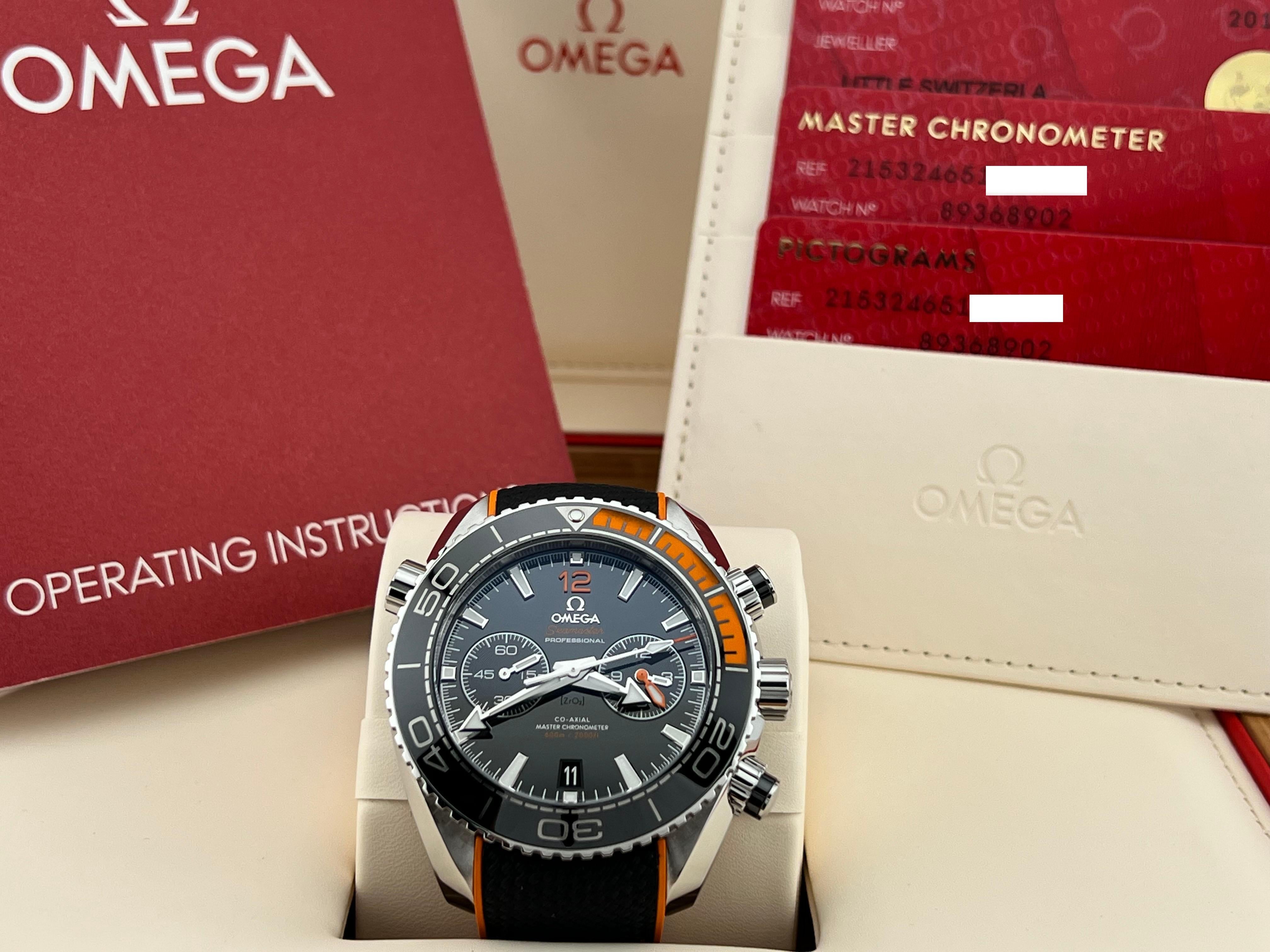 Men's Omega Seamaster Planet Ocean 215.32.44.21.01.001 Steel Black Orange Box Paper
