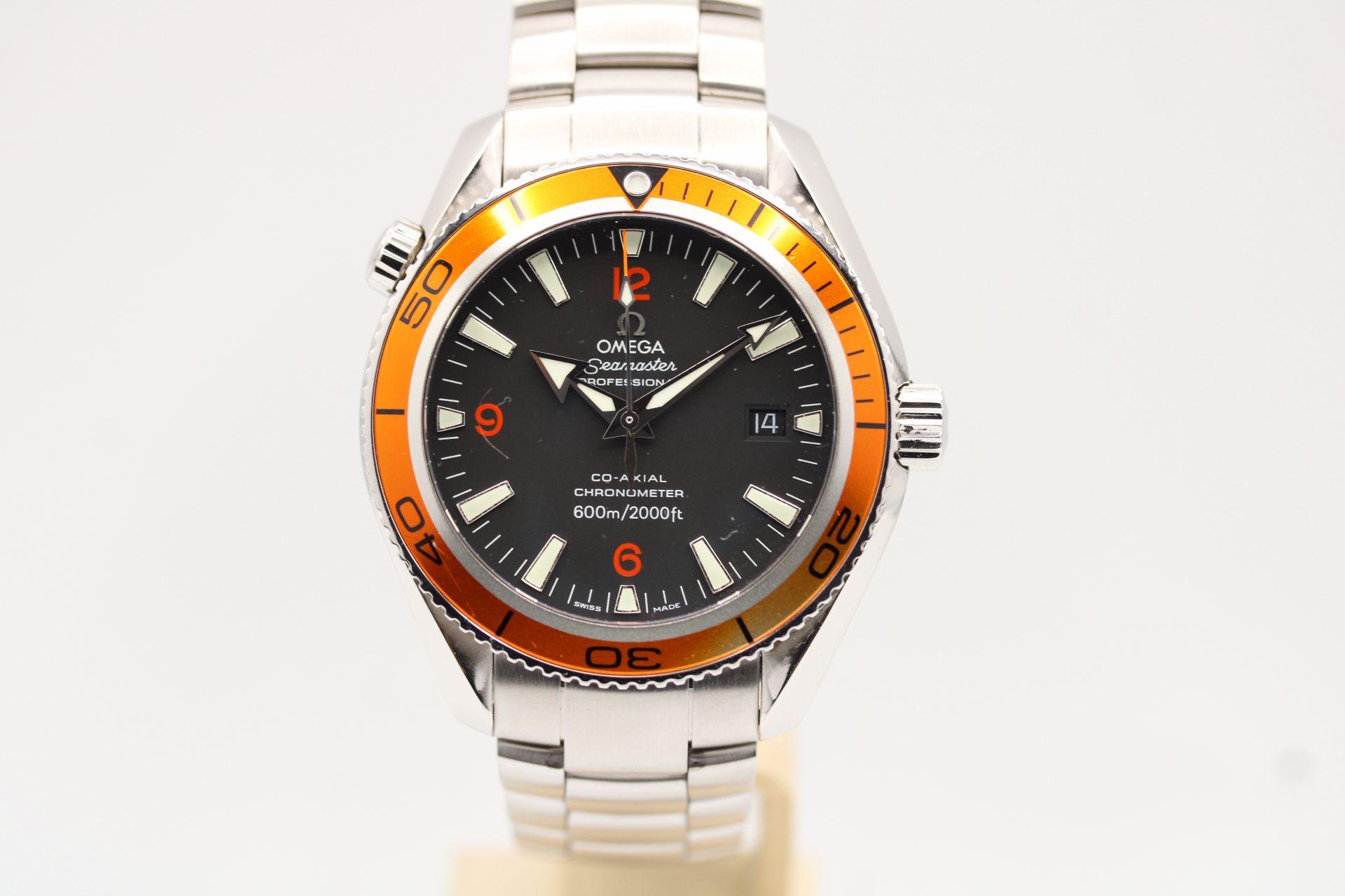 Watch: Omega Seamaster Planet Ocean 2209.50.00
Stock Number: CHW5432
Price: £3400.00

A complete collectors set of this now discontinued Omega Seamaster Planet Ocean. Dated 2012 and complete with box, papers, swing tag, manual, wallet both Omega