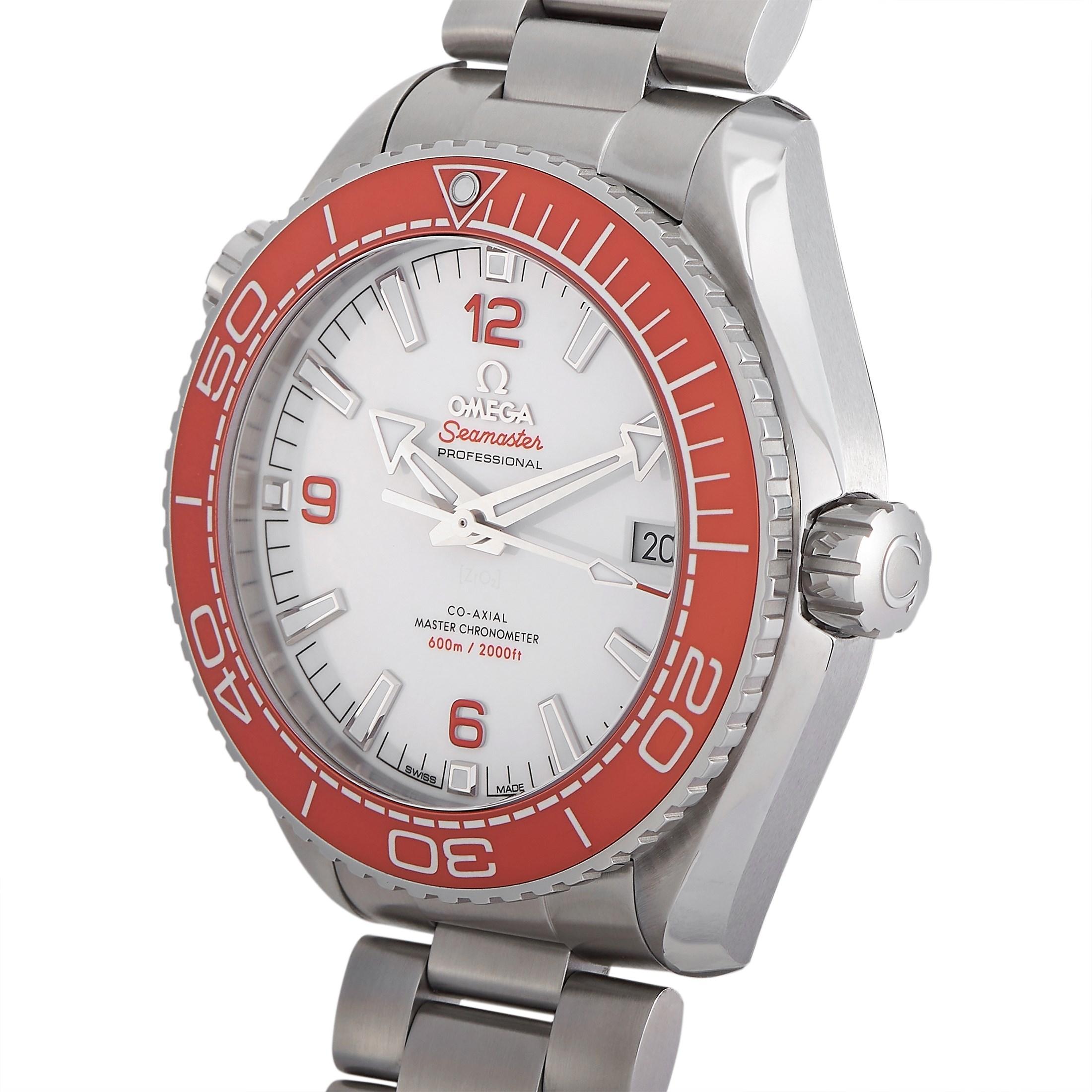 The Omega Seamaster Planet Ocean Chronograph Watch, reference number 215.30.44.21.04.001, is a bold interpretation of one of the luxury brand’s most essential timepieces. 

A stainless steel 44mm case is attached to a stainless steel bracelet with
