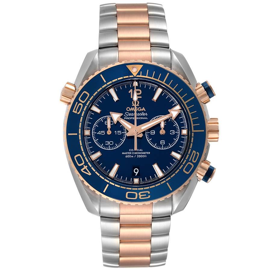 Omega Seamaster Planet Ocean 600m Co-Axial Uhr 215.20.46.51.03.001 Box-Karte. Automatischer Chronograph mit Selbstaufzug - Chronometerwerk. Rundes Gehäuse aus Edelstahl und Roségold mit einem Durchmesser von 45,5 mm. Helium-Entlastungsventil auf der