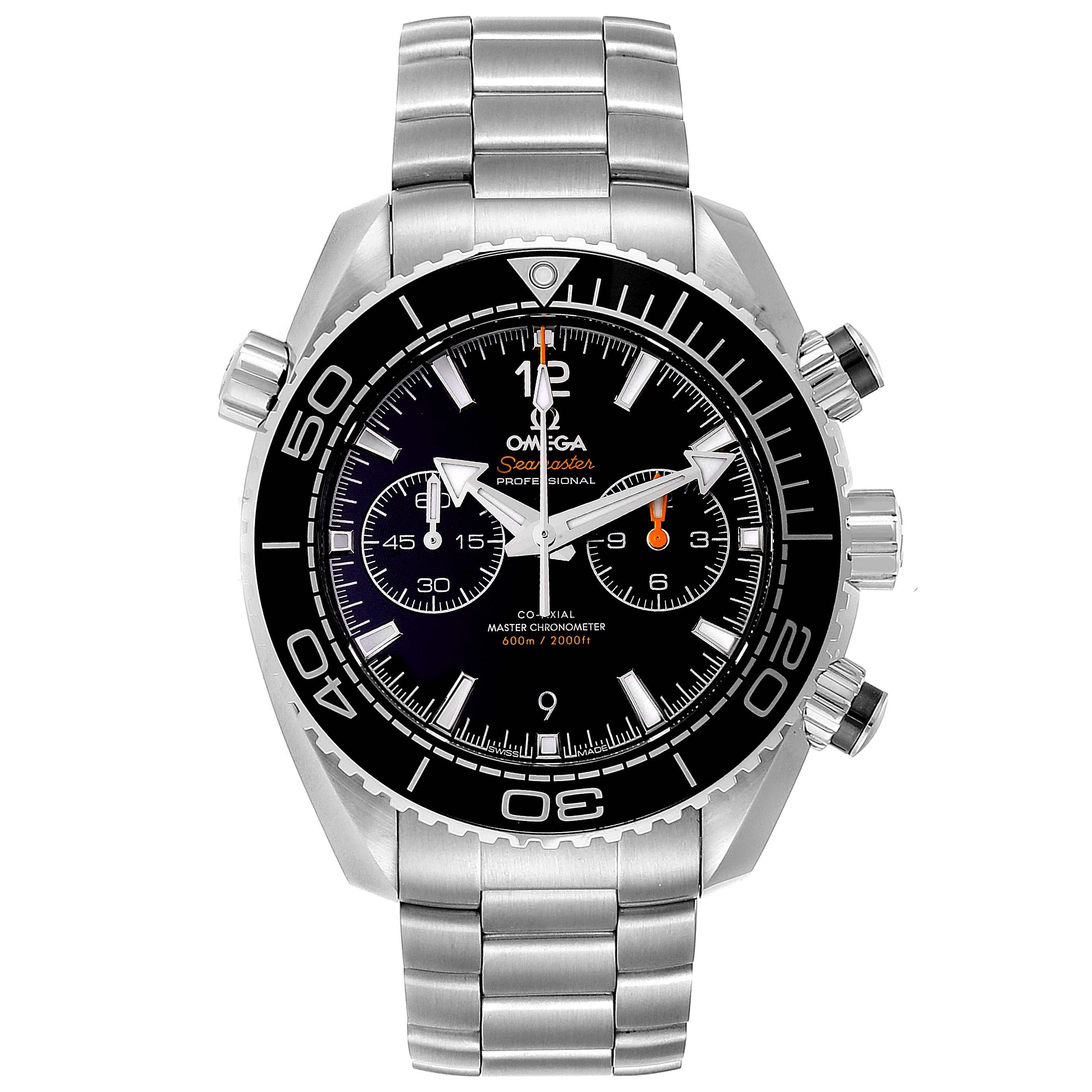Omega Seamaster Planet Ocean 600M Watch 215.30.46.51.01.001 Box Card. Automatic self-winding chronograph movement with with column wheel and Co-Axial escapement. Certified Master Chronometer, approved by METAS, resistant to magnetic fields