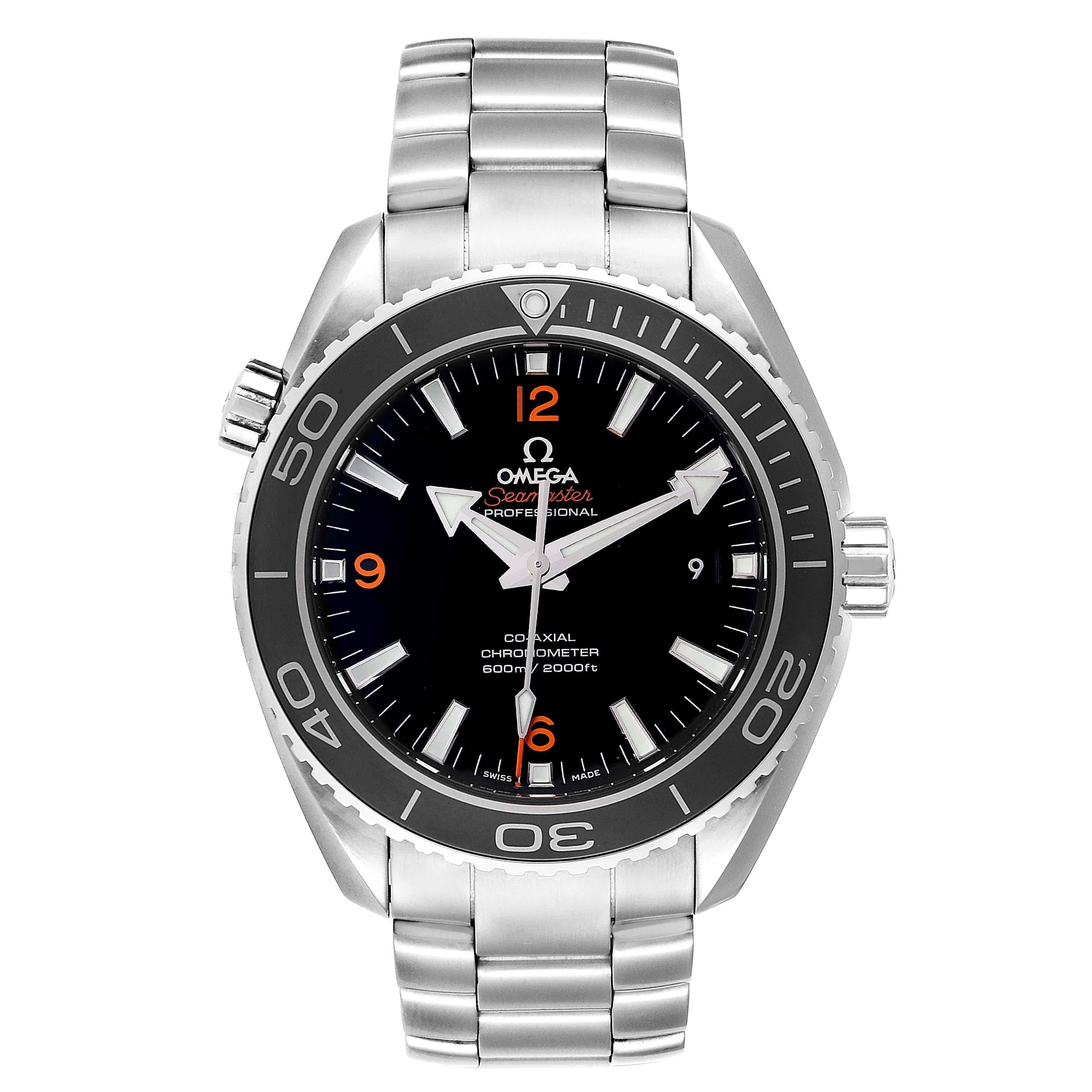 Omega Seamaster Planet Ocean 600M Watch 232.30.46.21.01.003 Box Card. Automatic self-winding chronograph movement with column wheel mechanism and Co-Axial Escapement for greater precision, stability and durability of the movement. Silicon