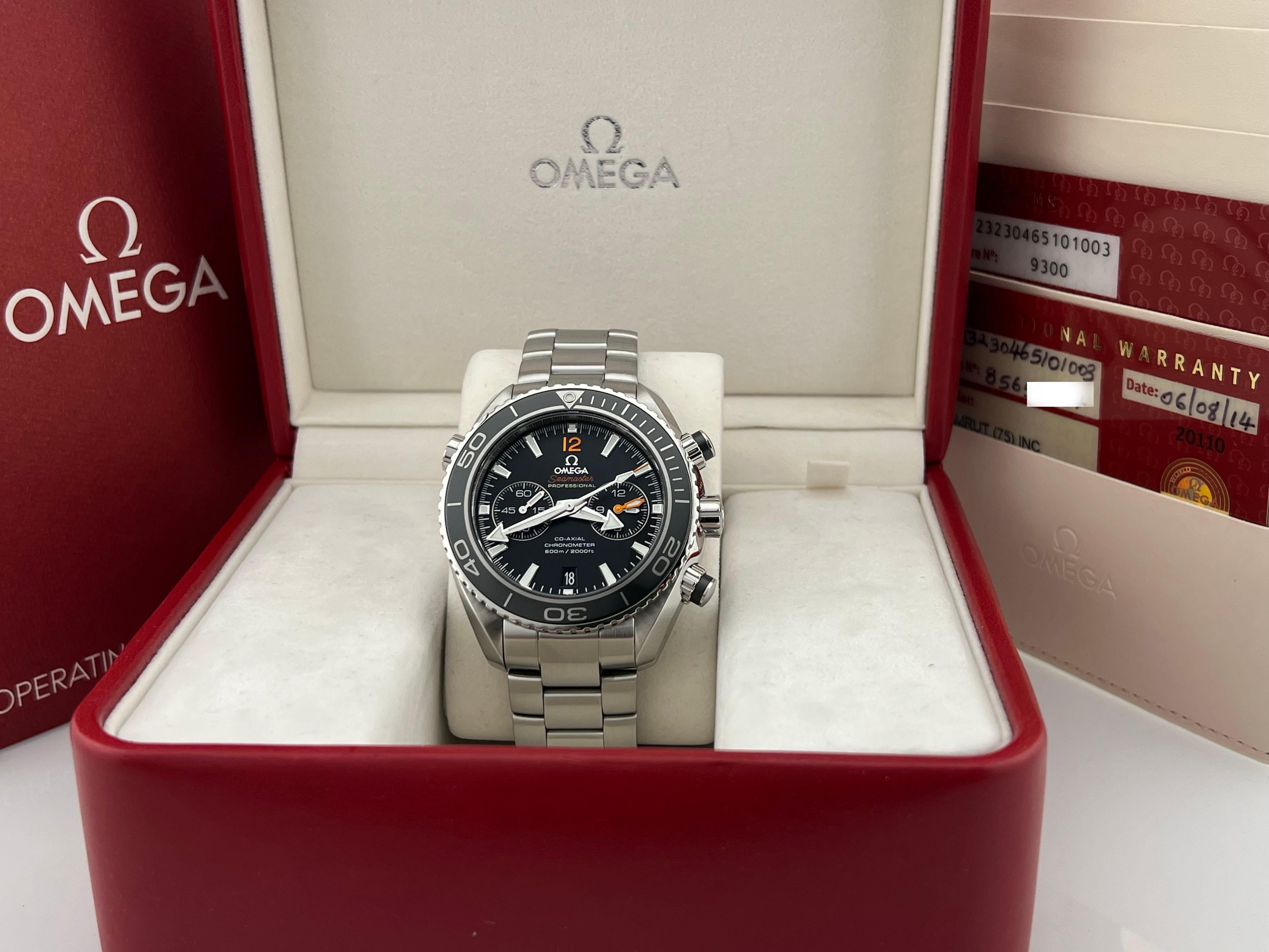 Style Number: 232.30.46.51.01.003



Year: 2014

 

Model: Omega Seamaster Planet Ocean 

 

Case Material: Stainless Steel 

 

Band: Stainless Steel 

 

Bezel: Black 

 

Dial:  Black

 

Face: Sapphire Crystal 

 

Case Size: 45.5

 

Includes: