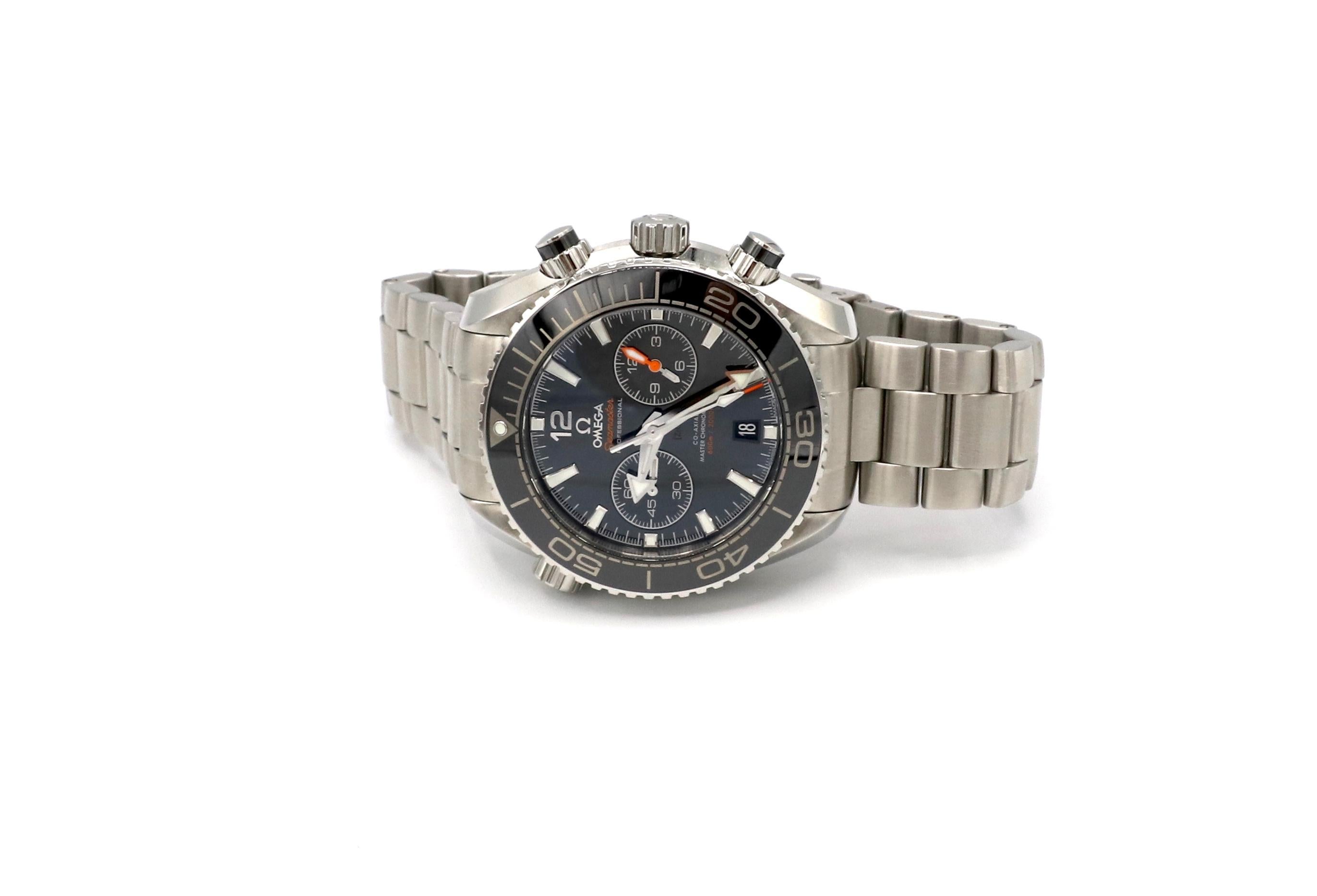Omega Seamaster Planet Ocean Ceramic 215.30.46.51.01.001 Chrono 45.5 Watch In Excellent Condition In  Baltimore, MD