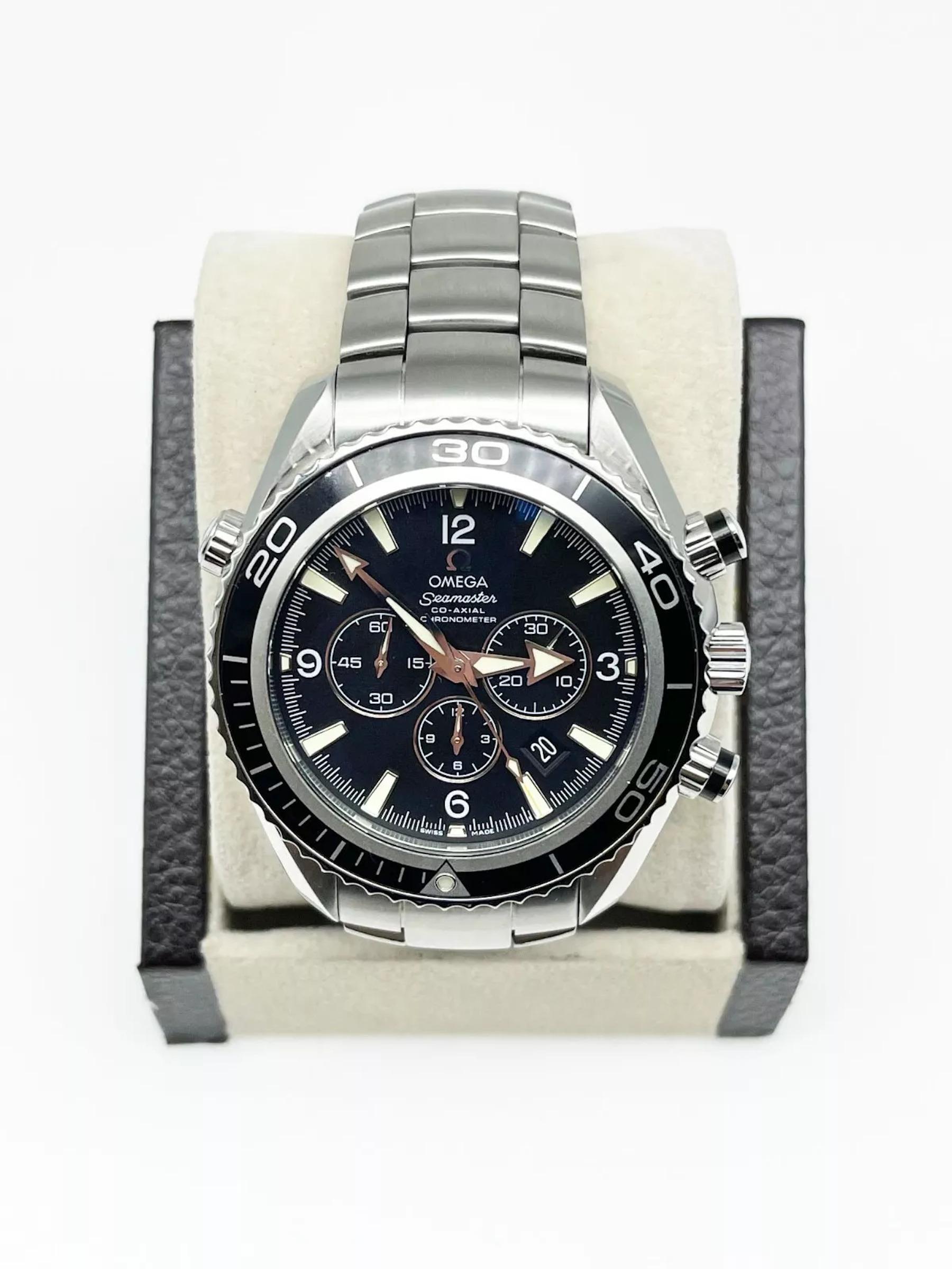 Men's Omega Seamaster Planet Ocean Chronograph 2210.50.00 Black Dial Steel Box Paper
