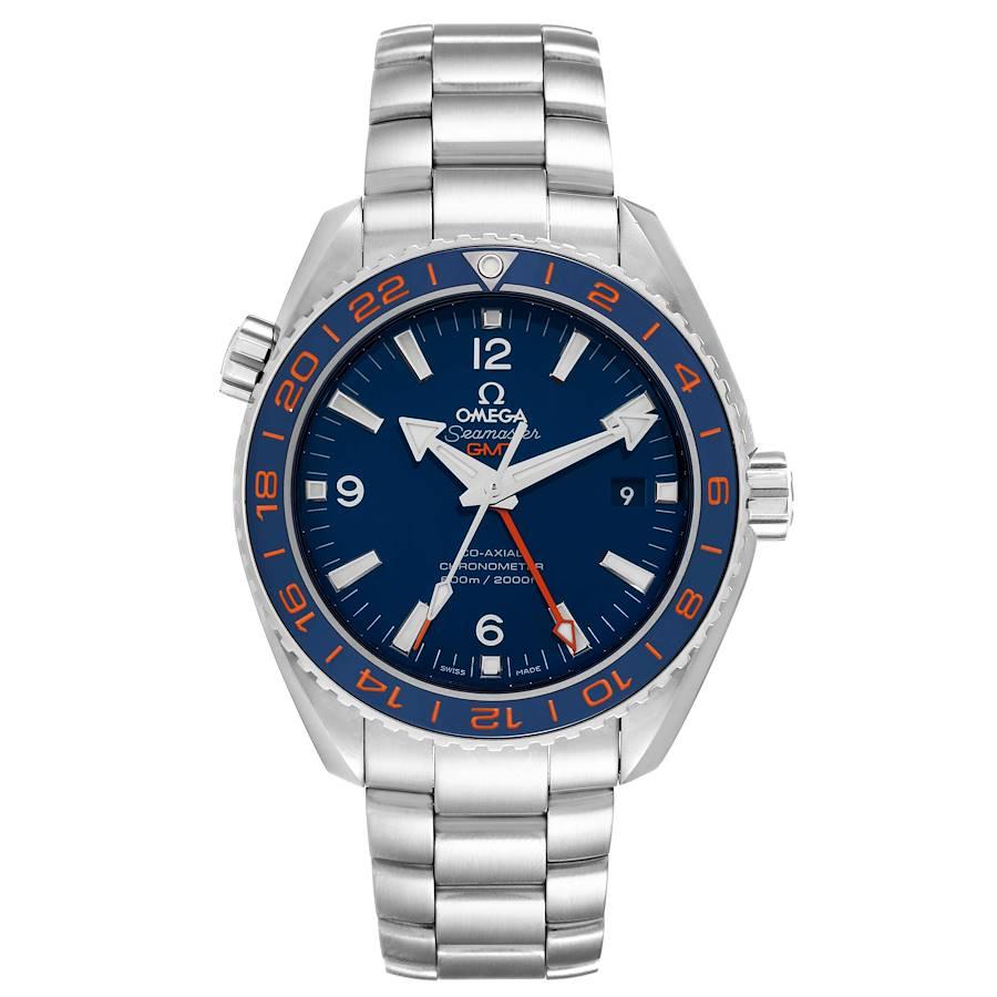 Omega Seamaster Planet Ocean GMT Orologio Uomo 232.30.44.22.03.001 Scheda Box. Movimento cronometro automatico a carica automatica. GMT con funzione di fuso orario. Bilanciere in silicio su bilanciere a molla libera, 2 bariletti montati in serie,