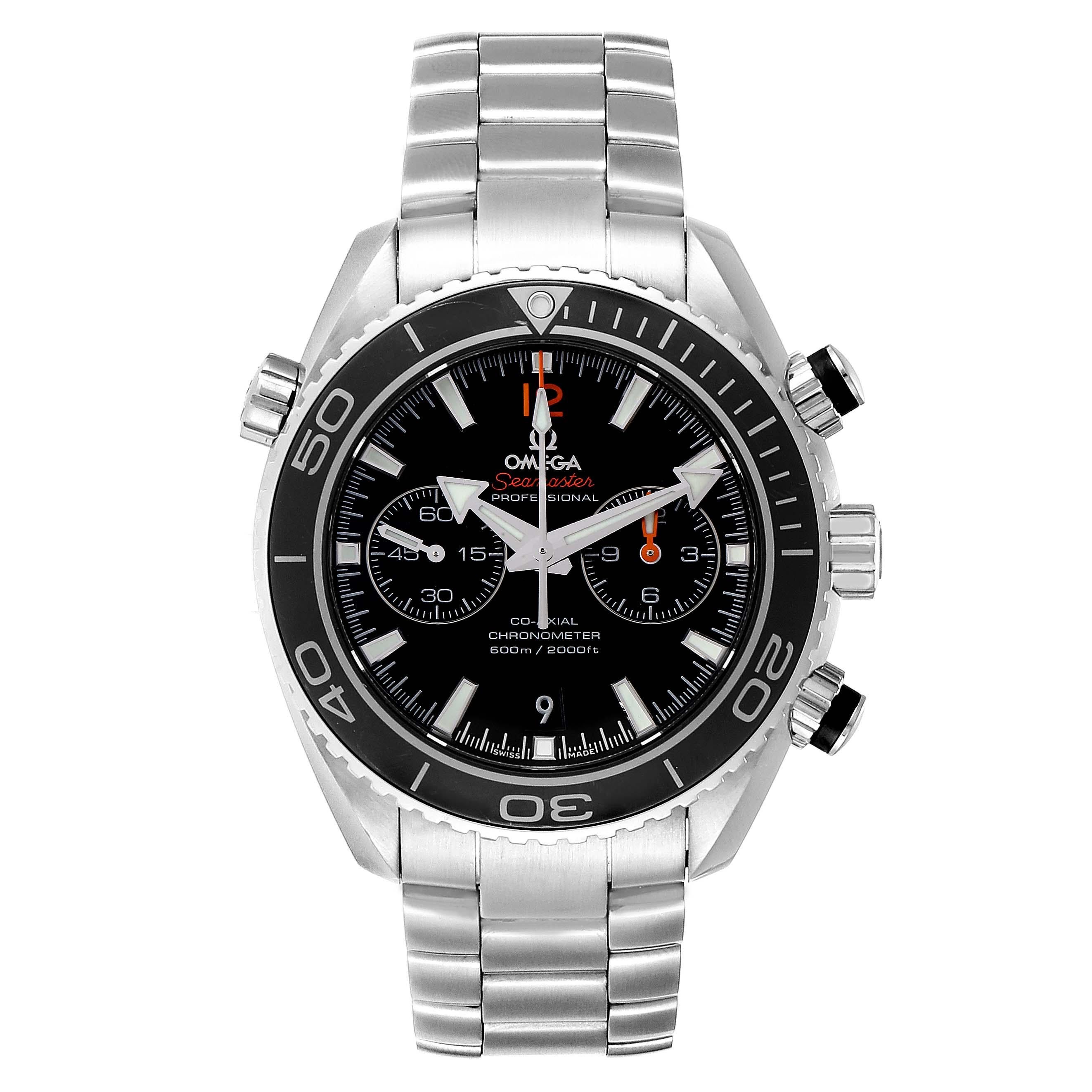 Omega Seamaster Planet Ocean Mens Watch 232.30.46.51.01.003 Box Card. Automatic self-winding chronograph movement with column wheel mechanism and Co-Axial Escapement for greater precision, stability and durability of the movement. Silicon