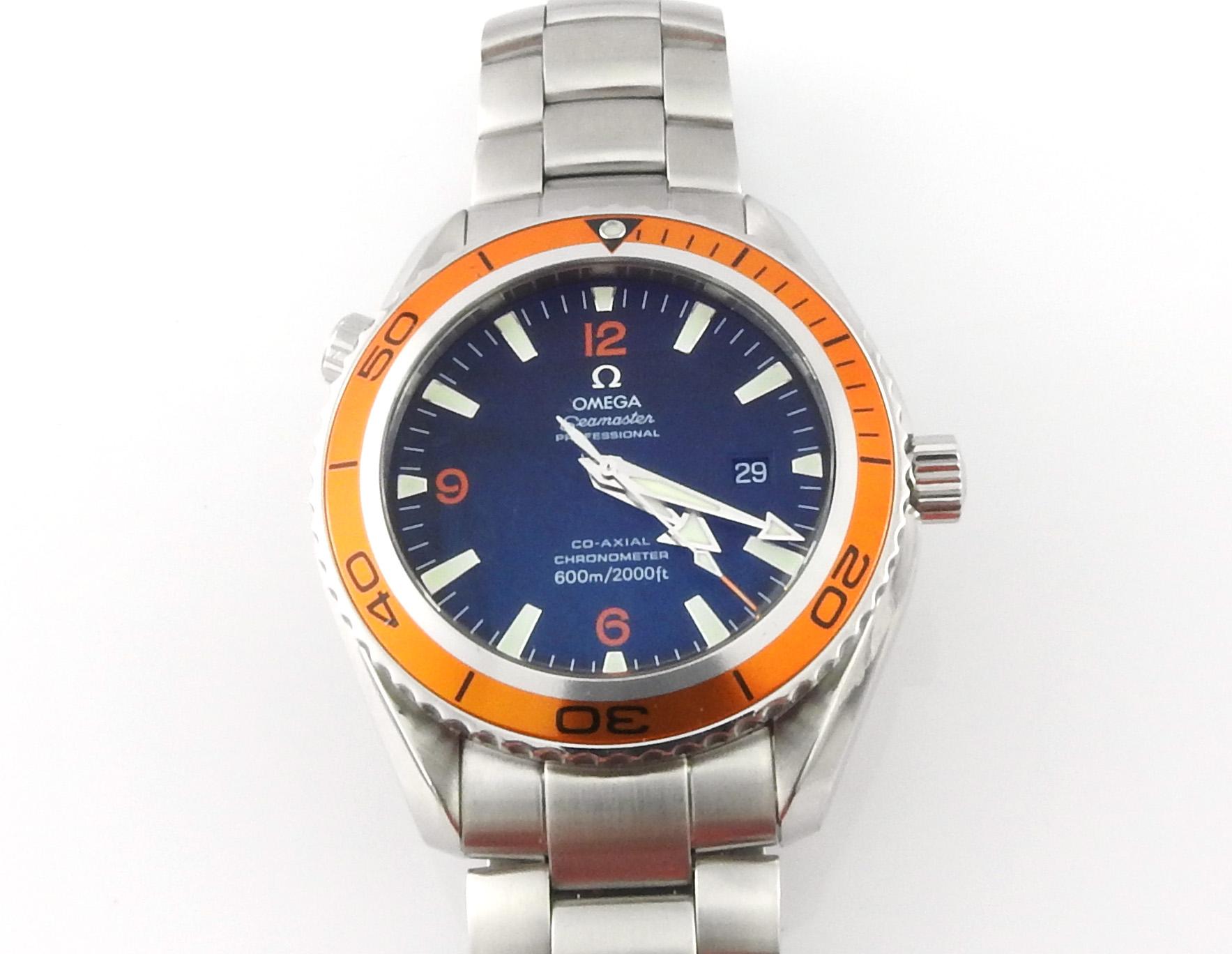 Omega Seamaster Planet Ocean Men's Watch Black Dial Orange Bezel Steel 2