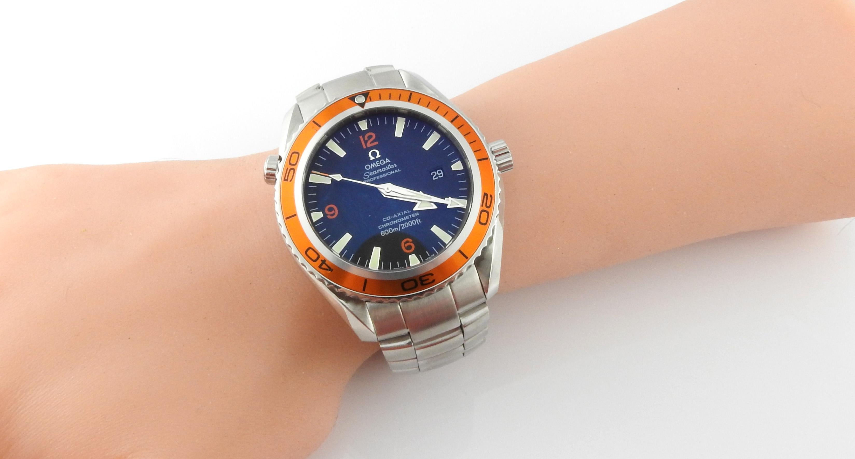Omega Seamaster Planet Ocean Men's Watch Black Dial Orange Bezel Steel 6