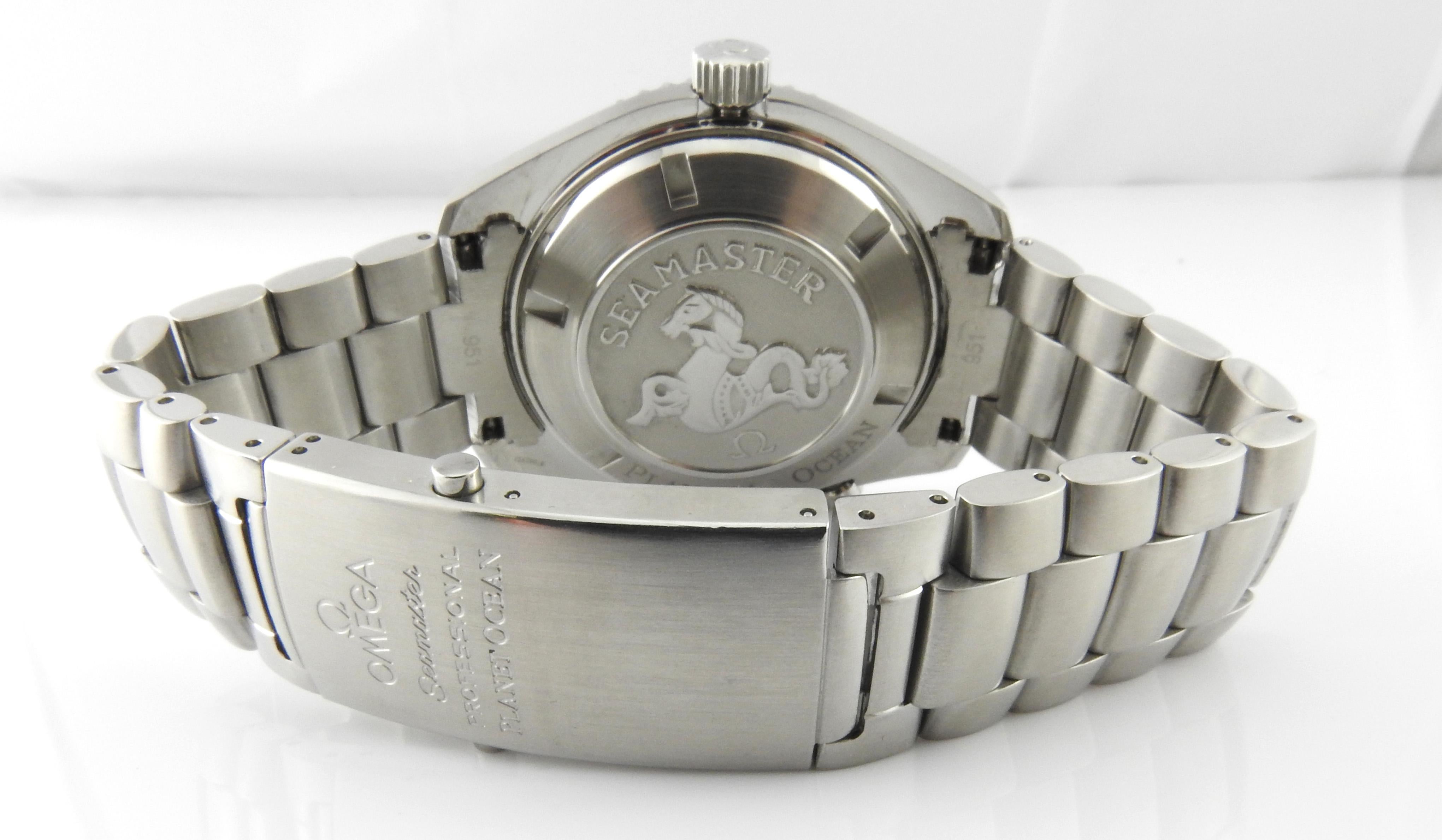 Omega Seamaster Planet Ocean Men's Watch Black Dial Orange Bezel Steel In Good Condition In Washington Depot, CT