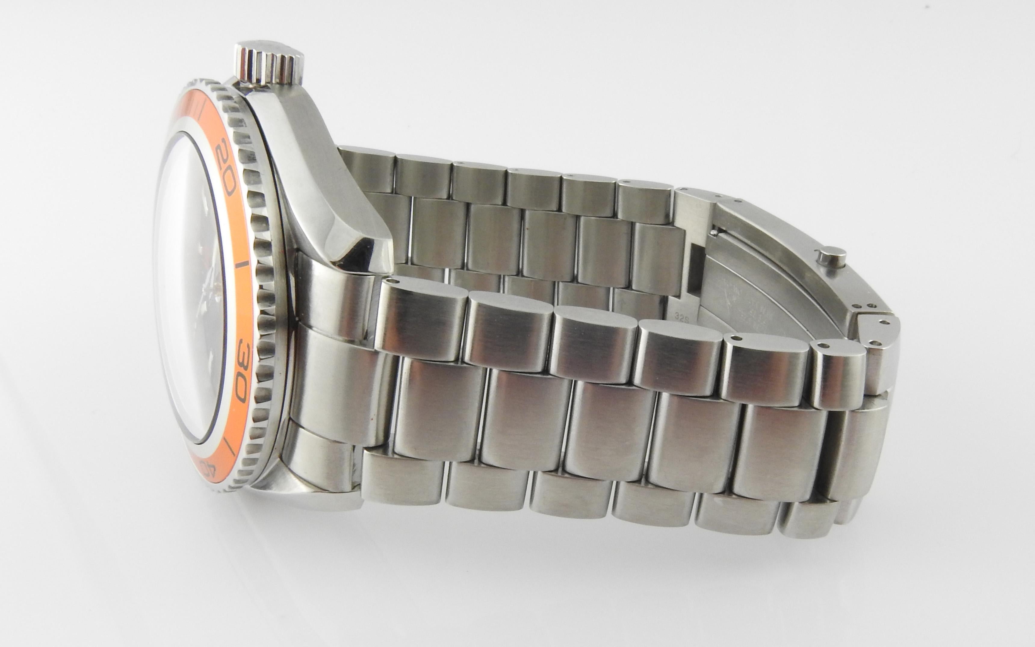 Omega Seamaster Planet Ocean Men's Watch Black Dial Orange Bezel Steel 1