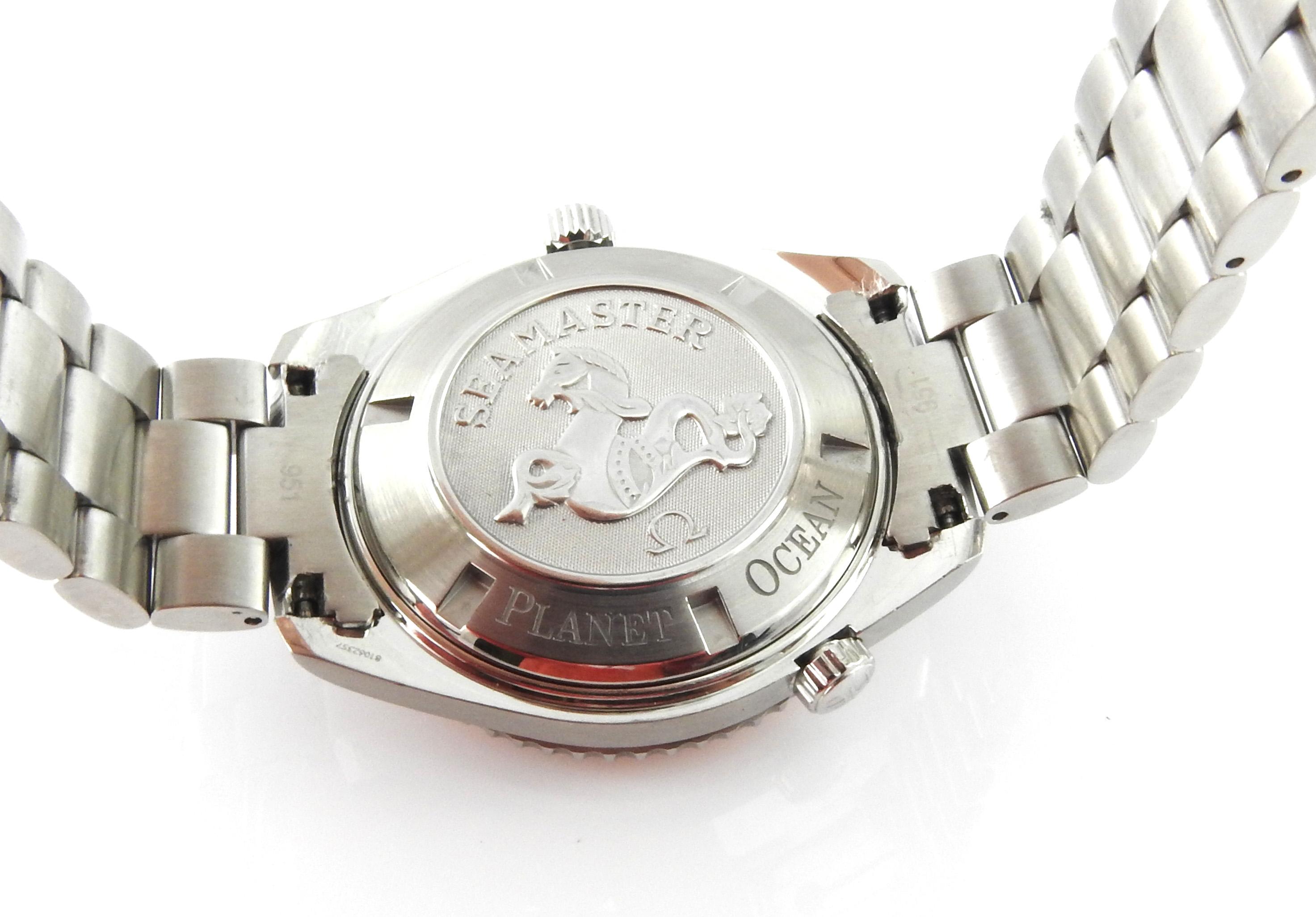 Omega Seamaster Planet Ocean Men's Watch Black Dial Orange Bezel Steel 3
