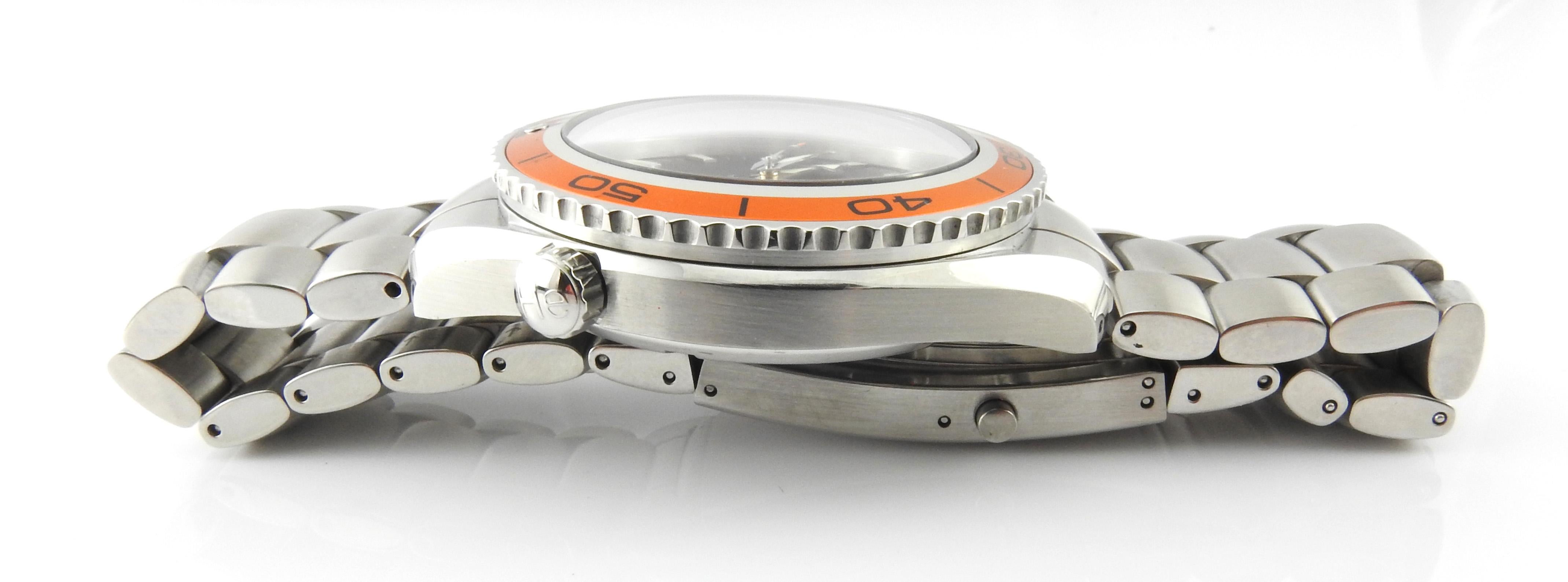 Omega Seamaster Planet Ocean Men's Watch Black Dial Orange Bezel Steel 4