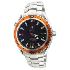 Omega Seamaster Planet Ocean Men's Watch Black Dial Orange Bezel Steel