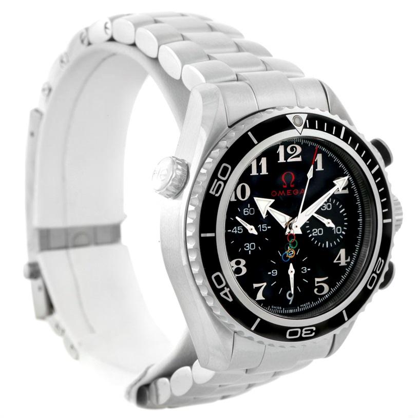 Omega Olympic Seamaster Planet Ocean Unworn 22230385001003 Watch. Automatic self-winding chronograph - chronometer movement with column wheel mechanism and Co-Axial Escapement. Stainless steel round case 37.5 mm in diameter. Black uni-directional