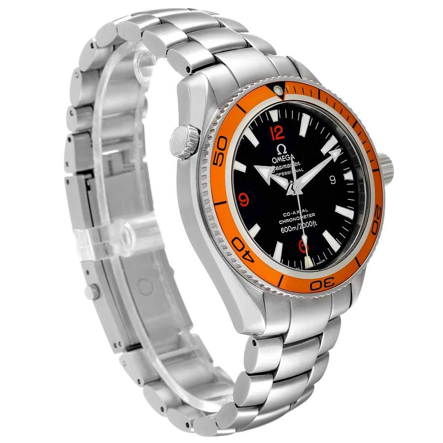 Omega Seamaster Planet Ocean Orange Bezel Steel Mens Watch 2209.50.00 Box Card In Good Condition In Atlanta, GA