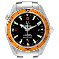 Omega Seamaster Planet Ocean Orange Bezel Steel Mens Watch 2209.50.00 Card