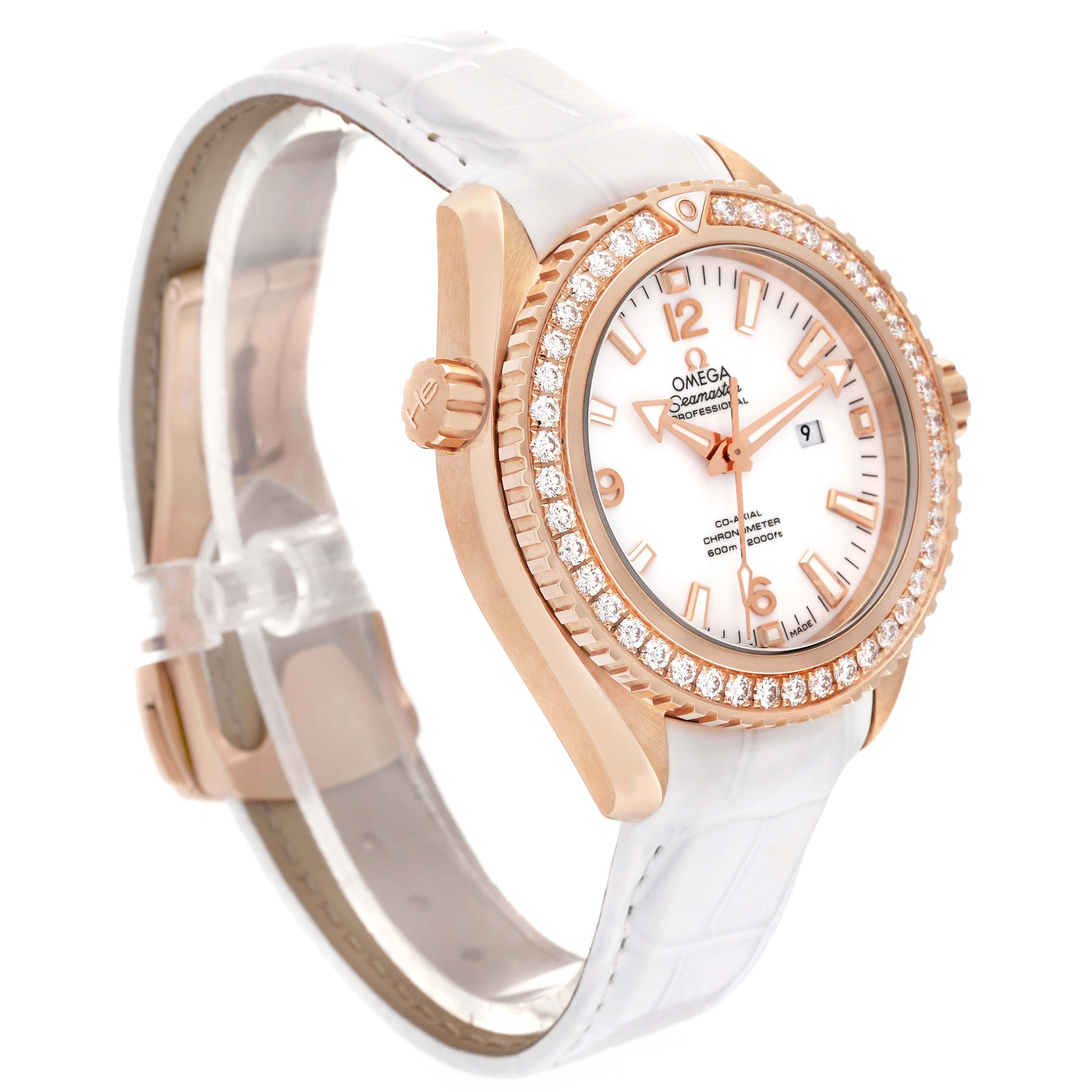 Omega Seamaster Planet Ocean Rose Gold Diamond Ladies Watch 232.58.38.20.04.001 For Sale 4