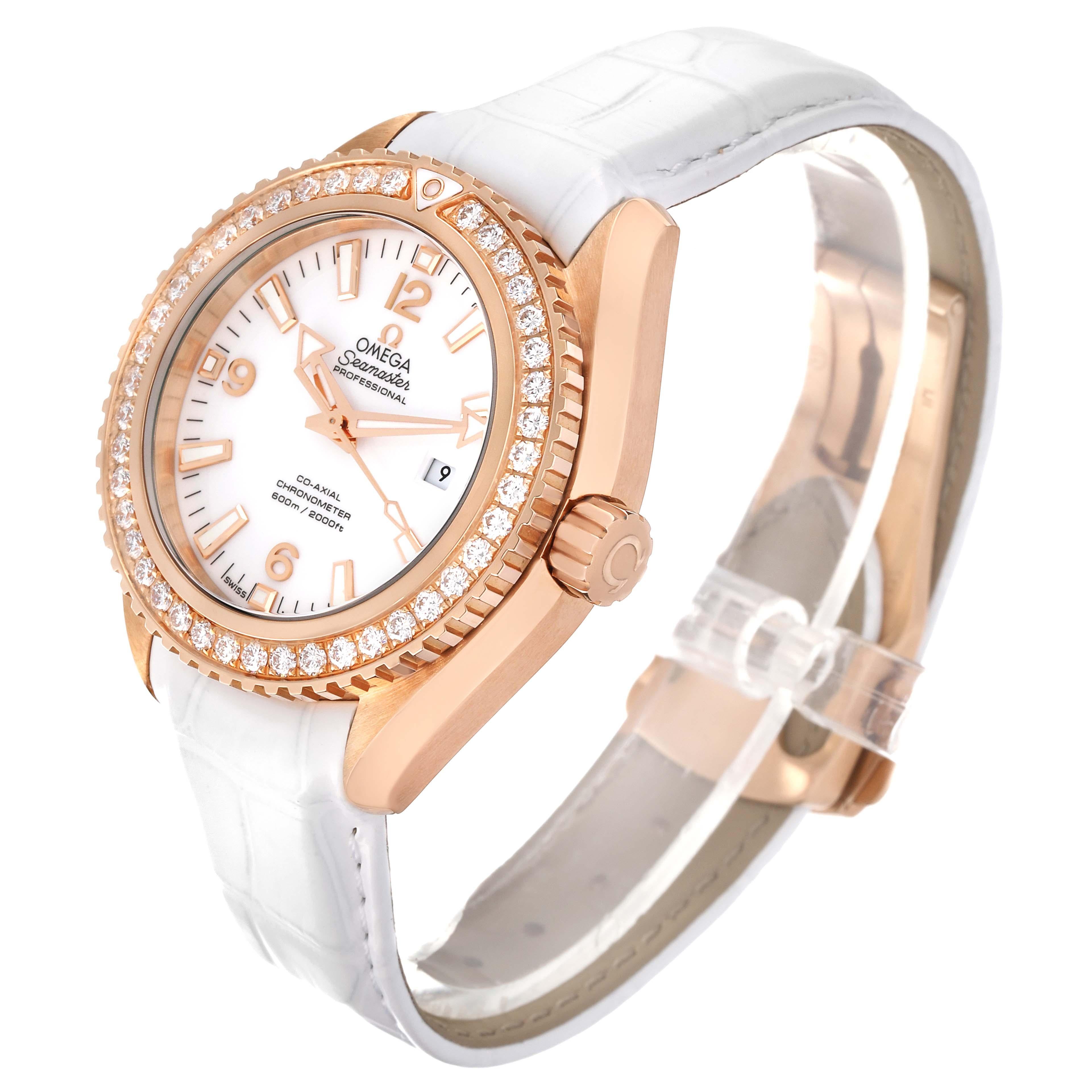 Omega Seamaster Planet Ocean Rose Gold Diamond Ladies Watch 232.58.38.20.04.001 For Sale 5