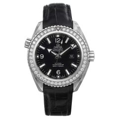 Omega Seamaster Planet Ocean Steel Diamant-Uhr mit schwarzem Zifferblatt 232.18.38.20.01.001