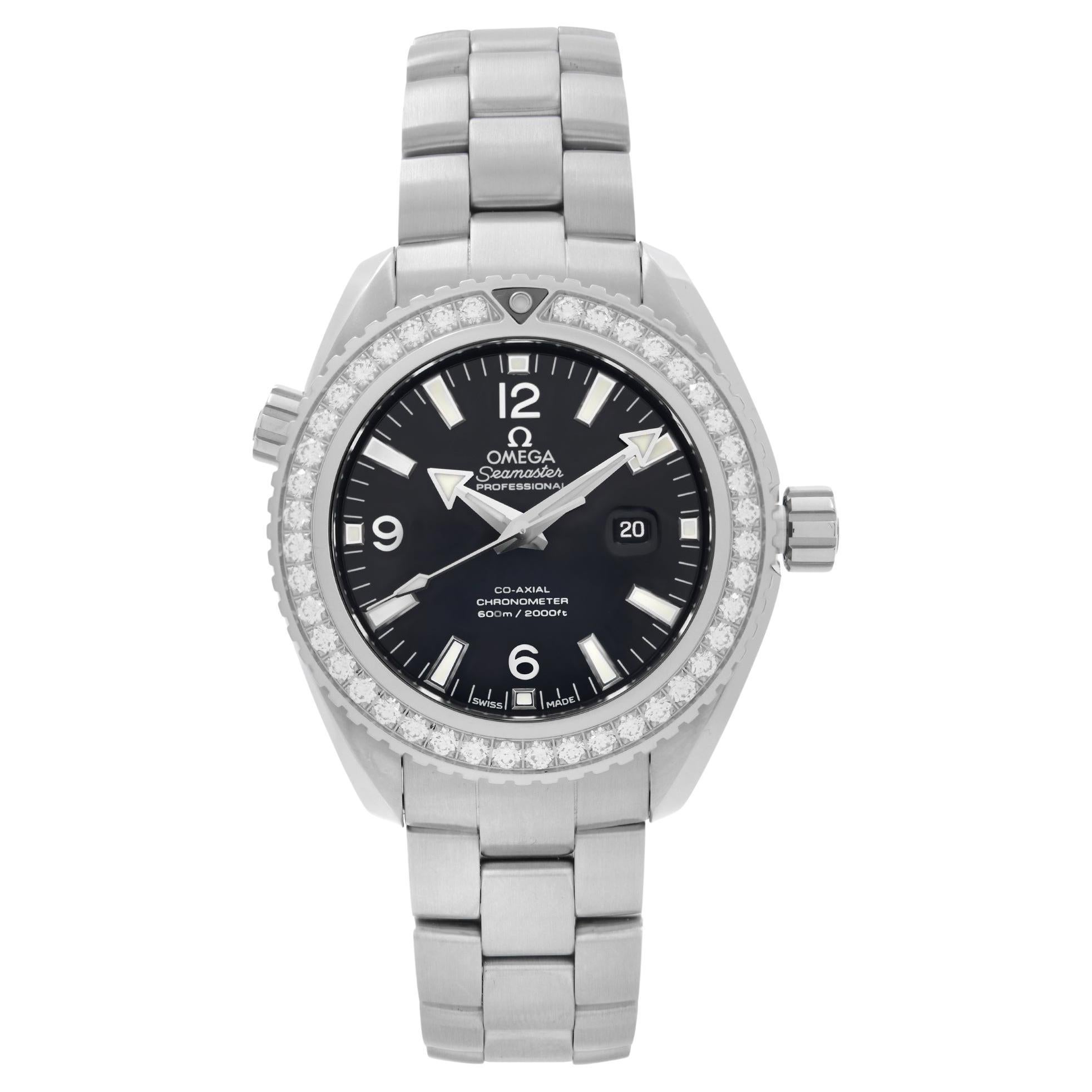 Omega Seamaster Planet Ocean Steel Diamonds Ladies Watch 232.15.38.20.01.001 For Sale