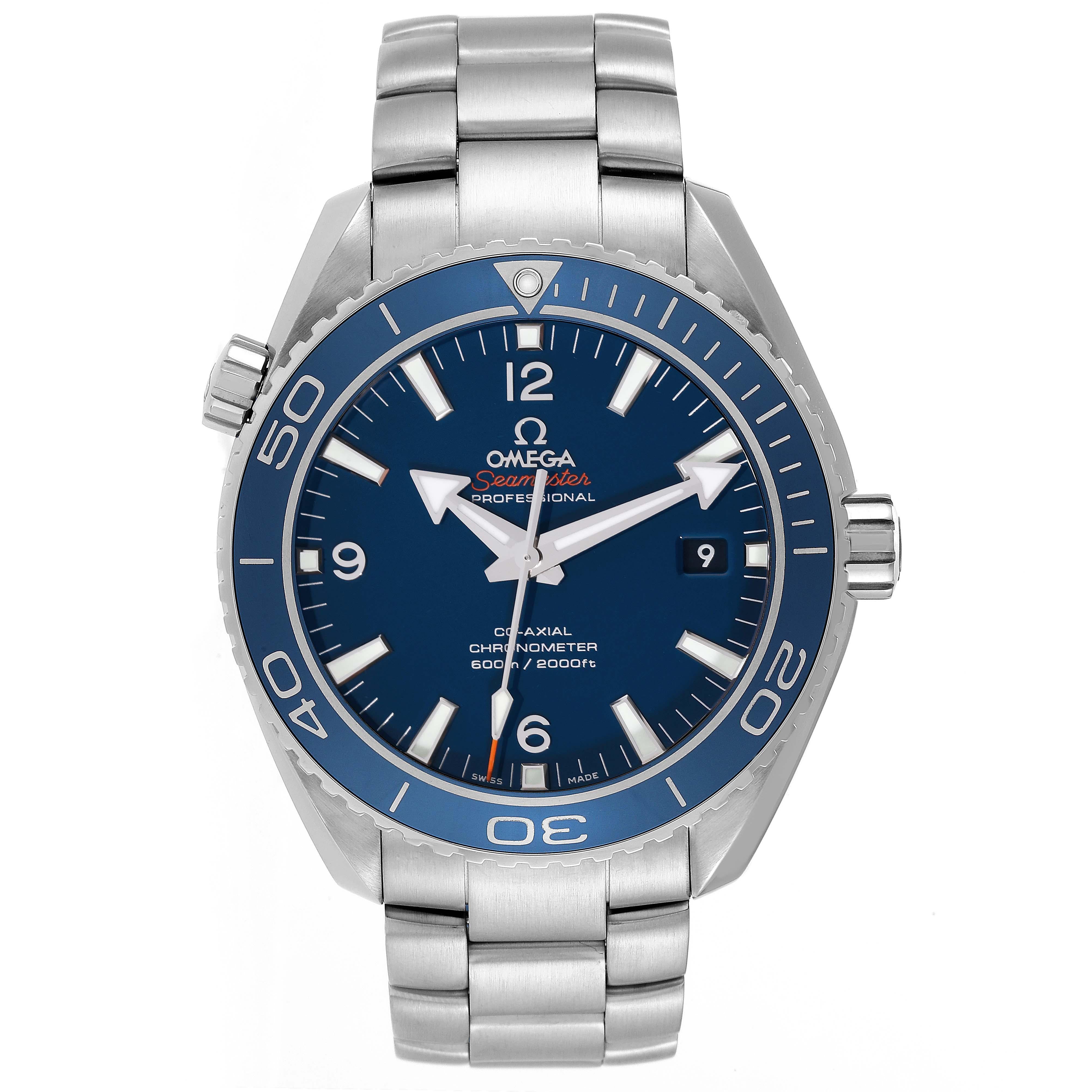 Omega Seamaster Planet Ocean Titanium Mens Watch 232.90.46.21.03.001 Box Card. Automatic self-winding chronometer movement with Co-Axial Escapement. Free sprung-balance, 2 barrels mounted in series, automatic winding in both directions to reduce