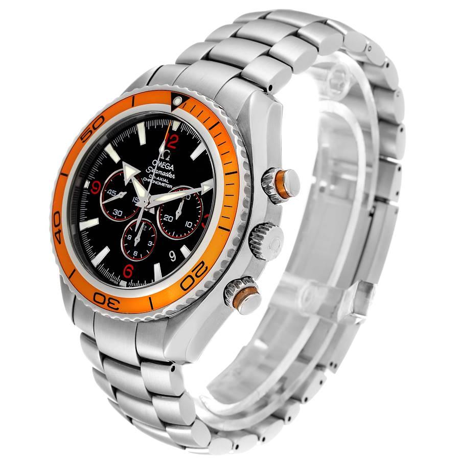 Omega Seamaster Planet Ocean XL Chrono Mens Watch 2218.50.00 Box Card In Excellent Condition In Atlanta, GA