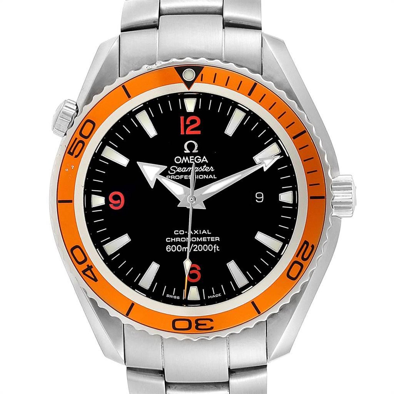 Omega Seamaster Planet Ocean Xl Orange Bezel Men S Watch 2208 50 00 For Sale At 1stdibs