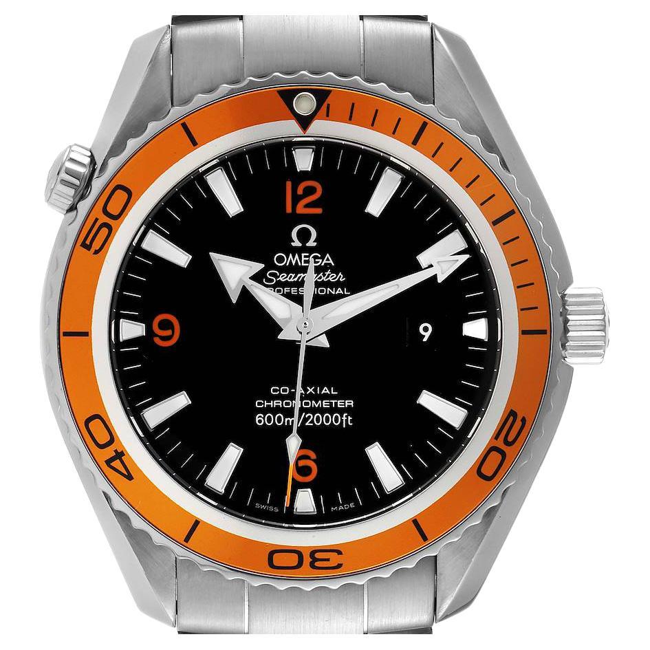 Omega Seamaster Planet Ocean XL Orange Bezel Mens Watch 2208.50.00 For Sale